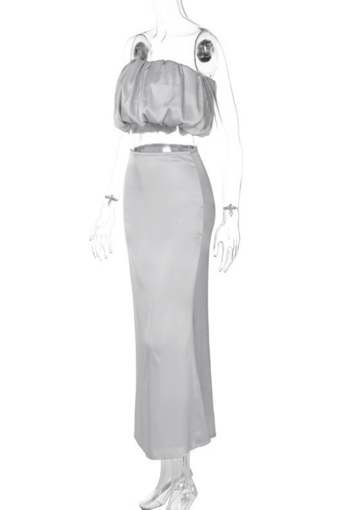 Tube Top Top Slim Skirt Suit