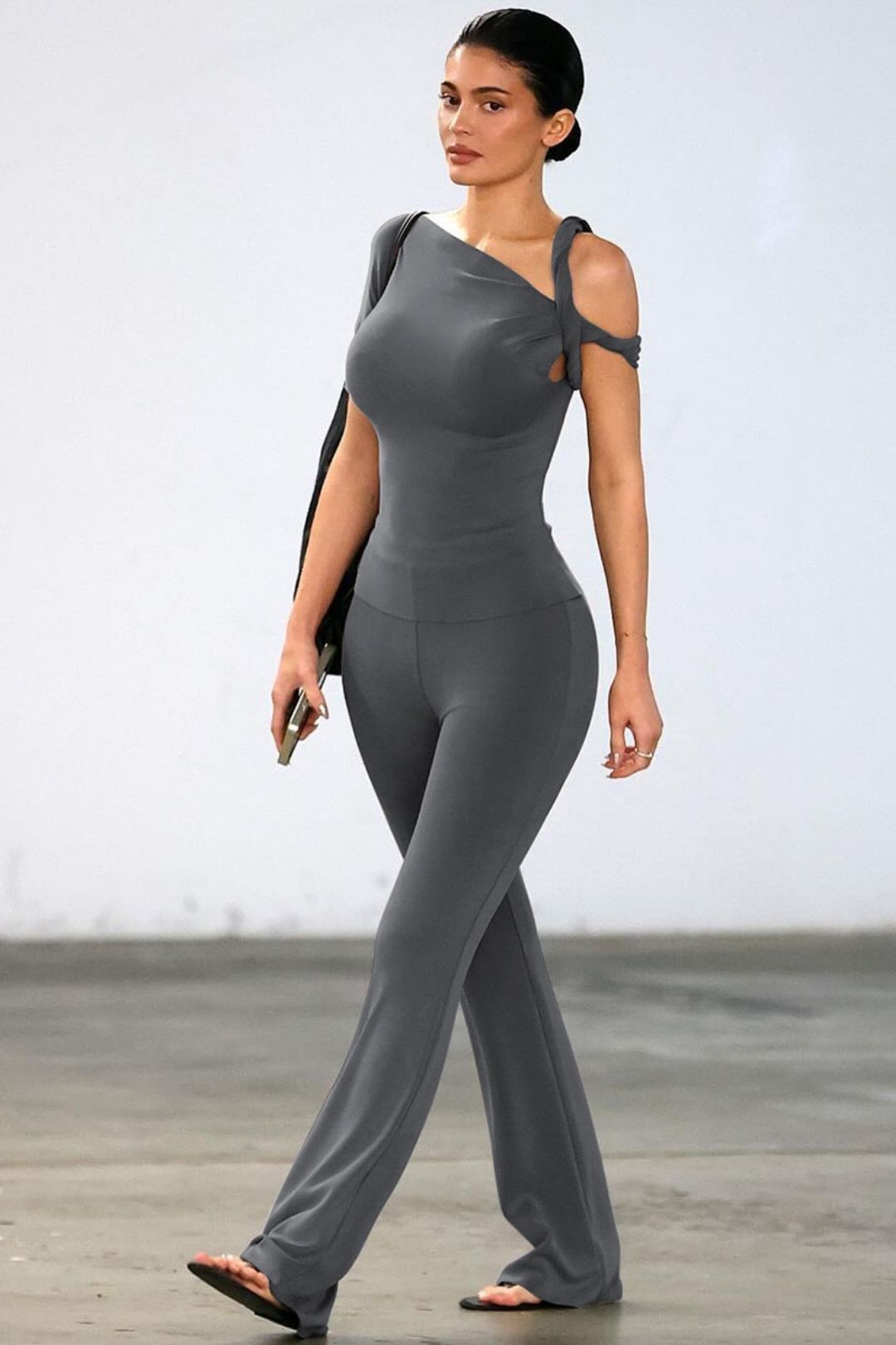 One-shoulder Short-sleeved Tops Slim Trousers Suit