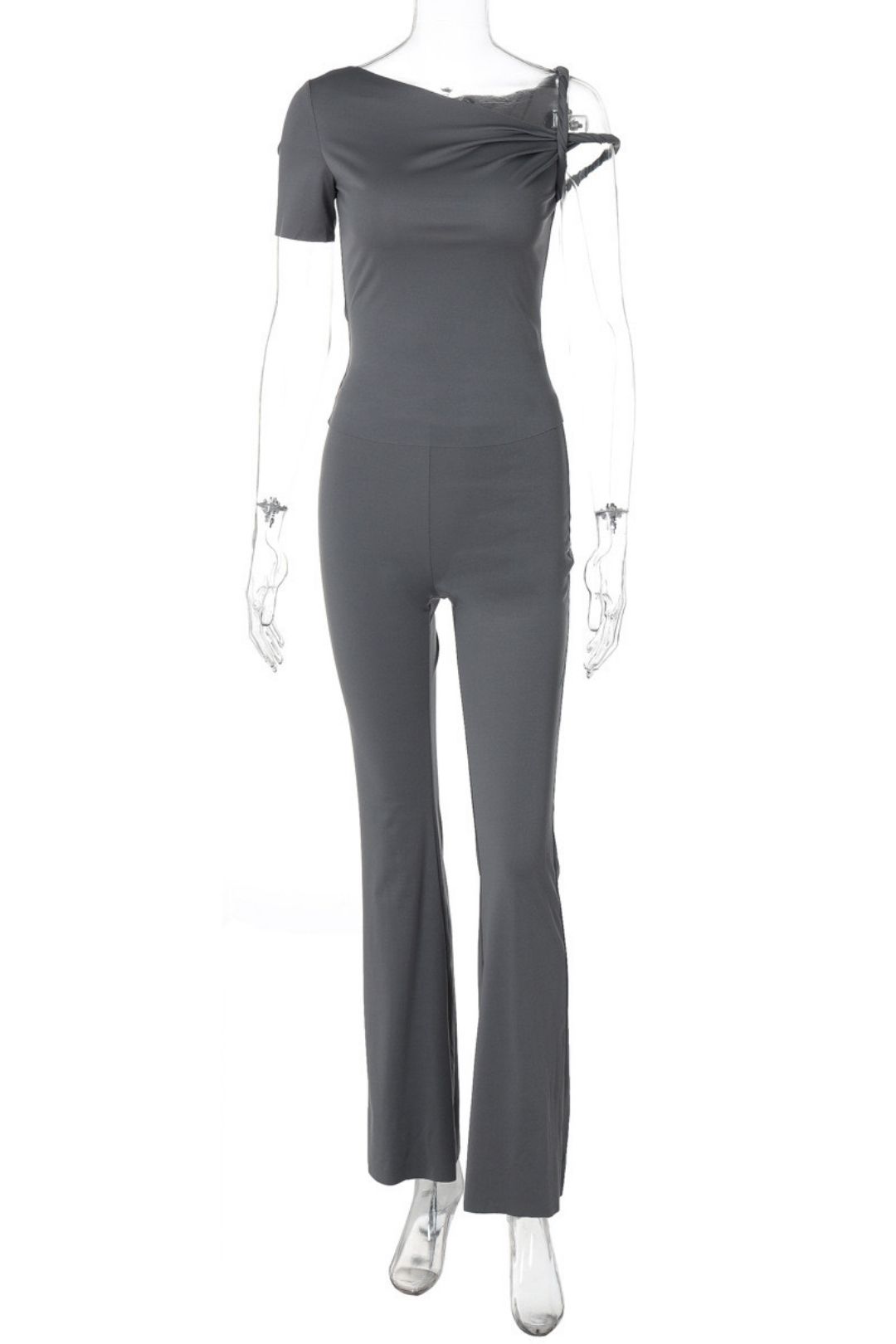 One-shoulder Short-sleeved Tops Slim Trousers Suit