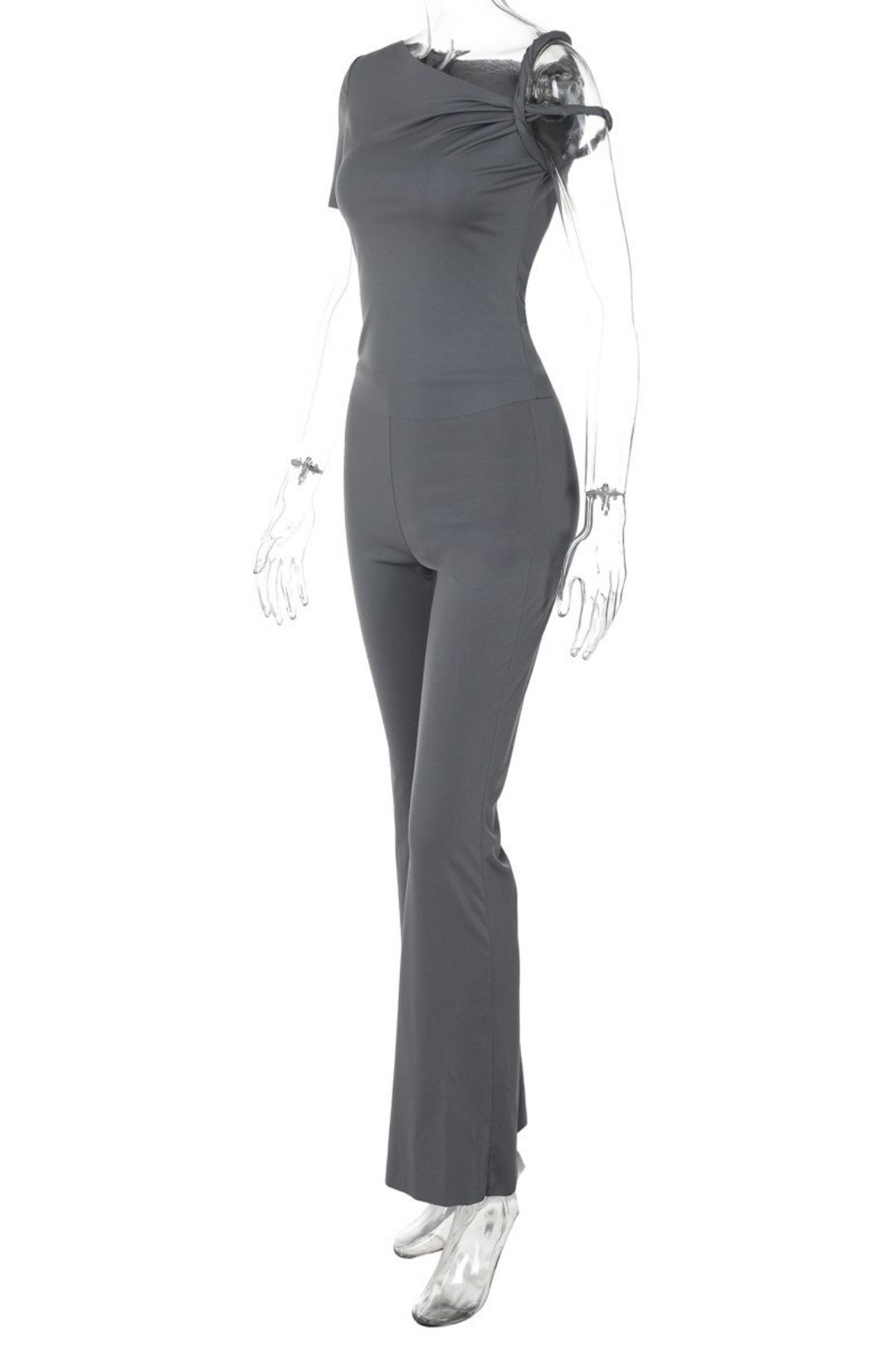 One-shoulder Short-sleeved Tops Slim Trousers Suit