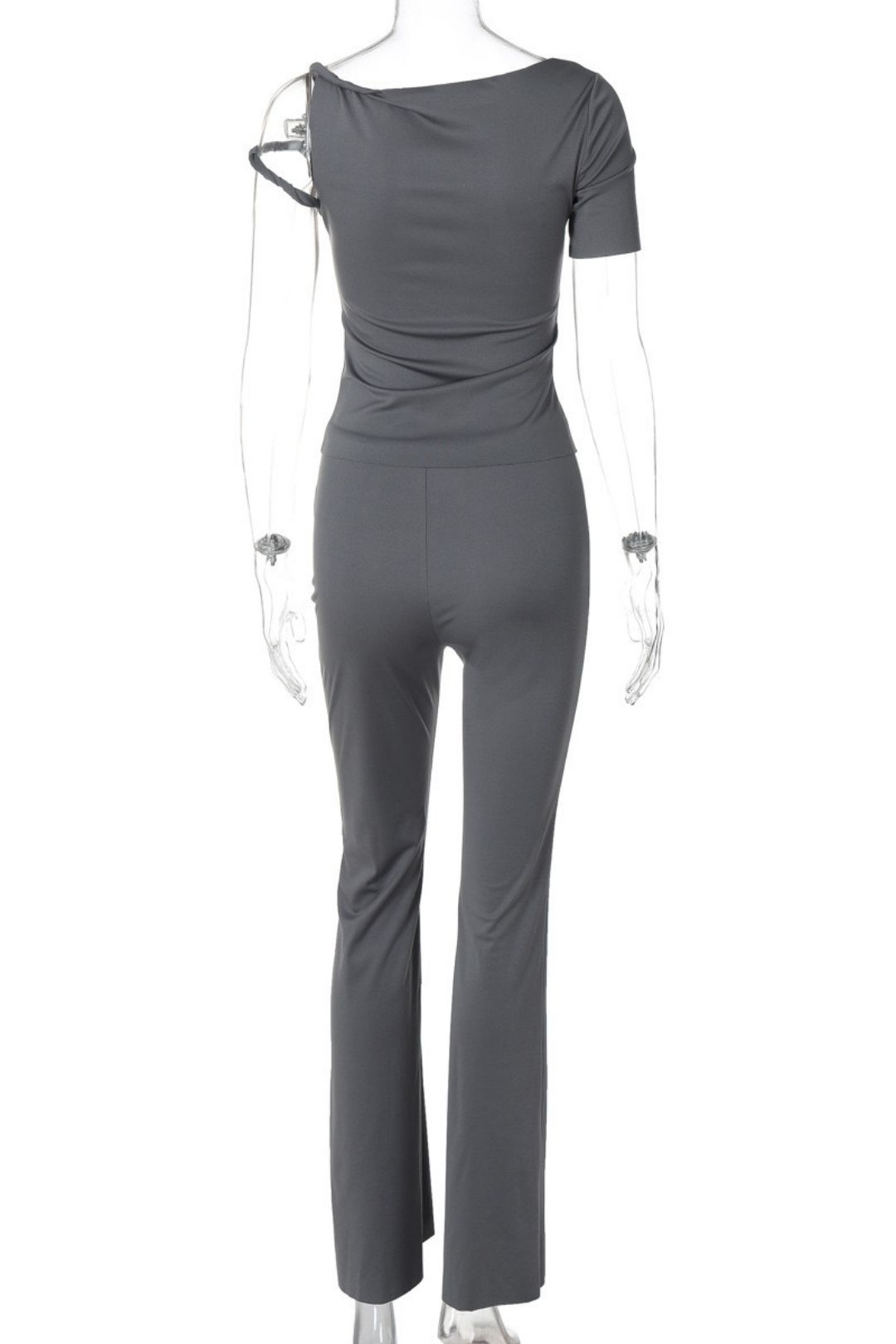 One-shoulder Short-sleeved Tops Slim Trousers Suit