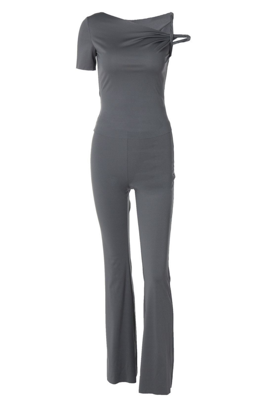 One-shoulder Short-sleeved Tops Slim Trousers Suit