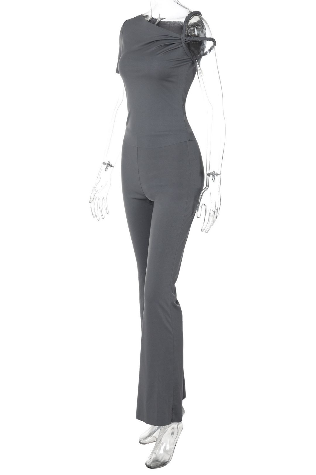 One-shoulder Short-sleeved Tops Slim Trousers Suit