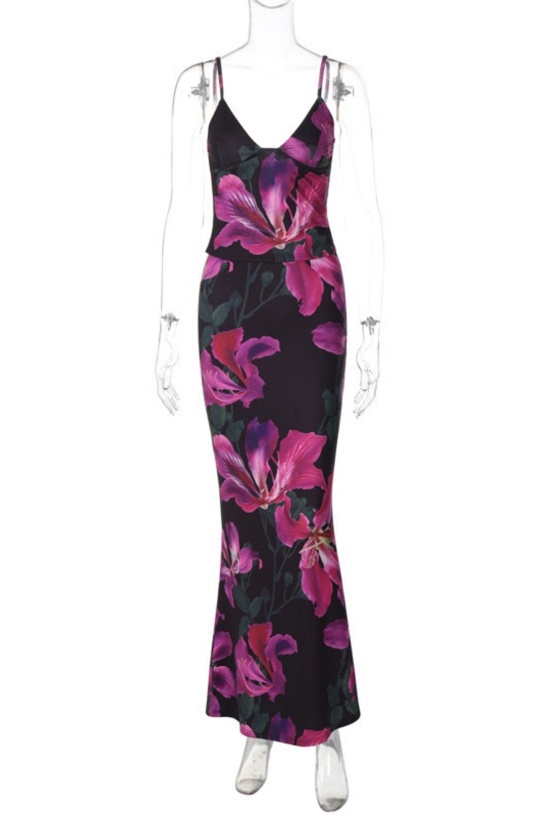 Print Sexy V-neck Vest Slim Skirt Suit