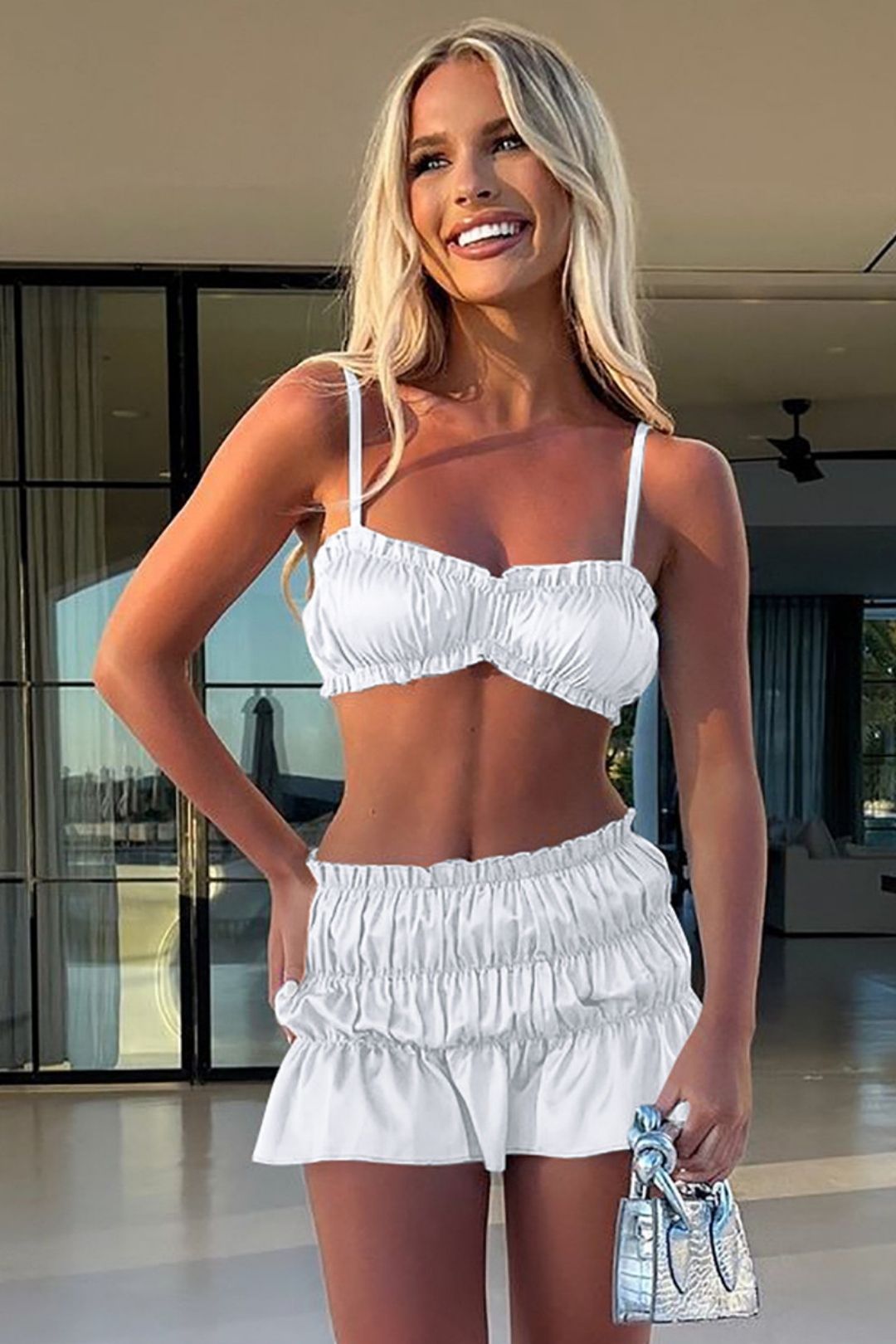 Sexy Tube Top Small Suspender Pleated Skirt Suit