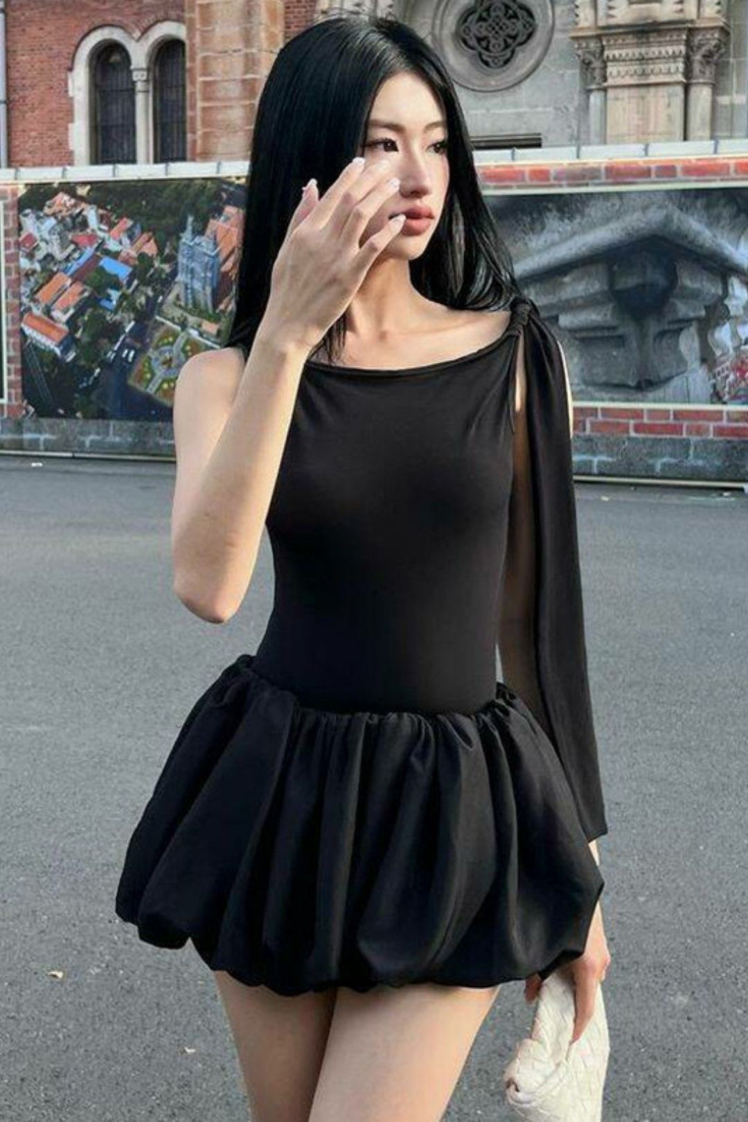 Lace-up Jumpsuit Slim Pleated Skirt Suit