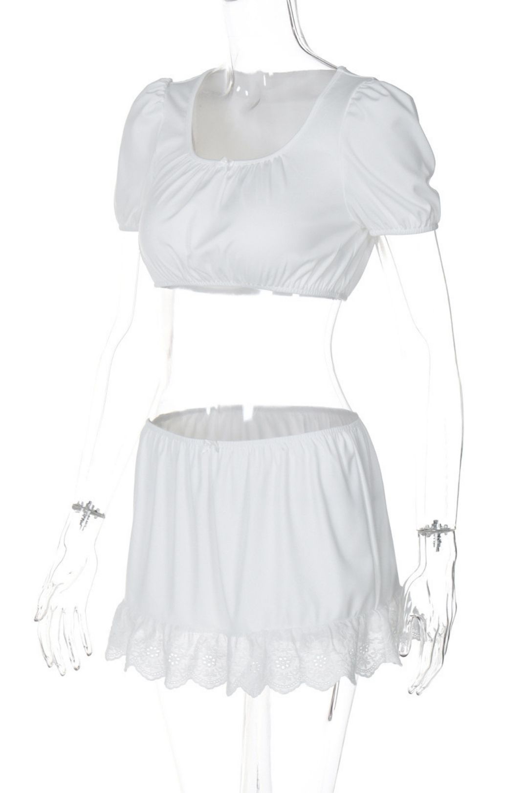 Short-sleeved Tops Slim Lace Skirt Suit