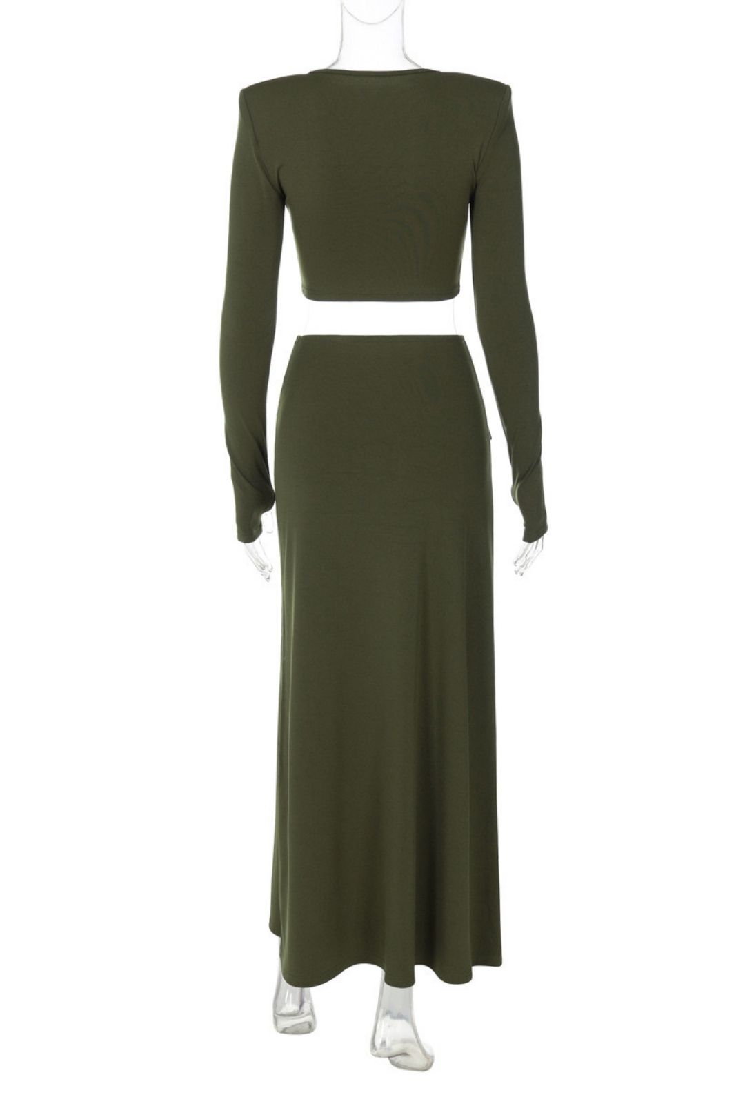 Navel-baring Long-sleeved Tops Slim Skirt Suit