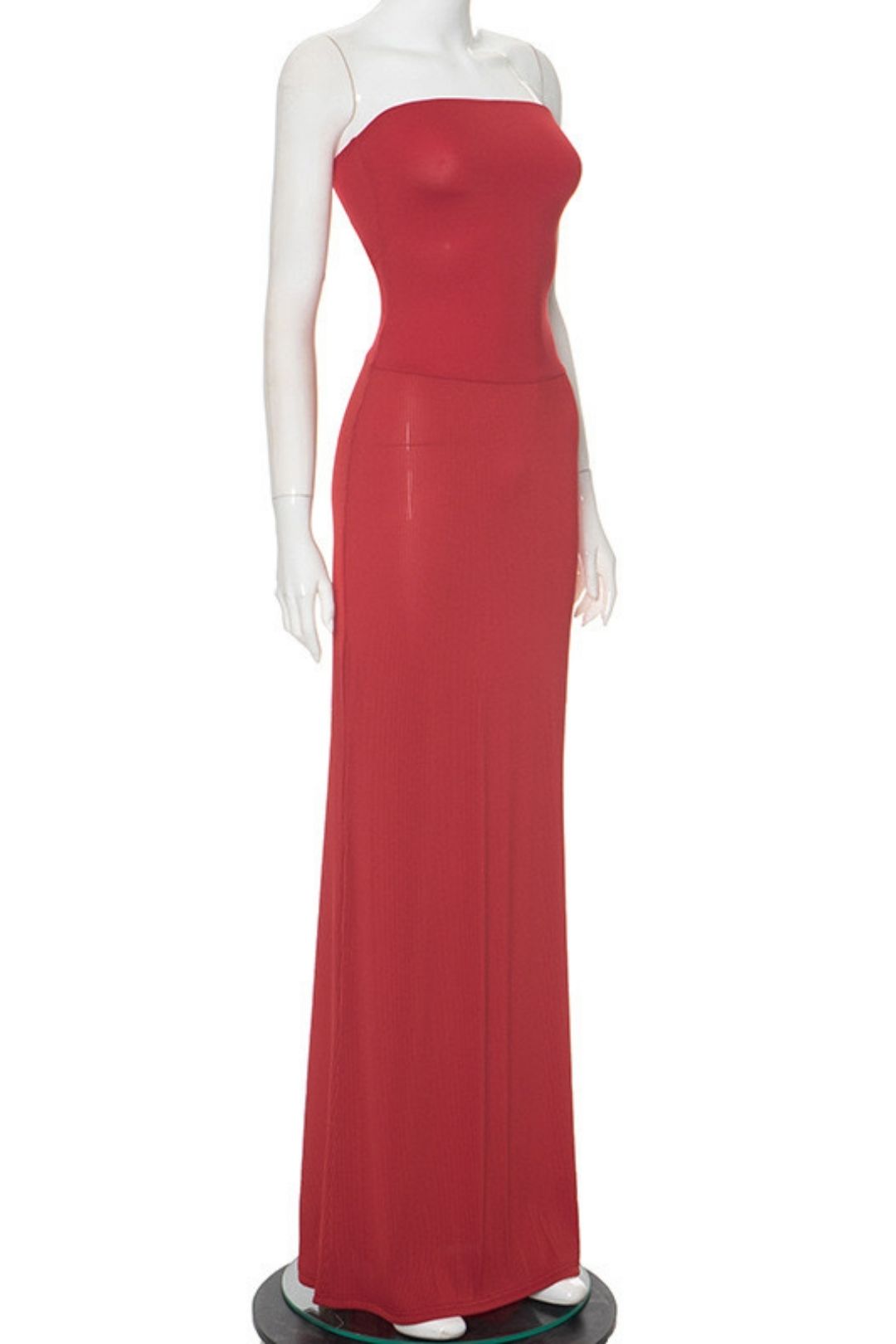 Solid Color Temperament Elegant Tube Top Slim High Waist Long Dress