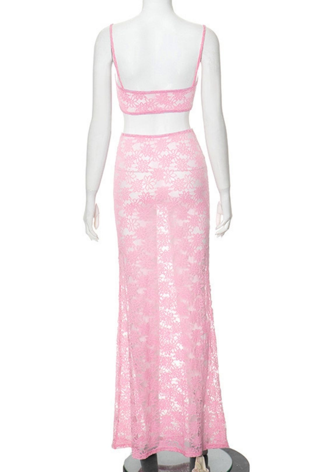 Top High Waist See-through Long Skirt Two-piece Suit