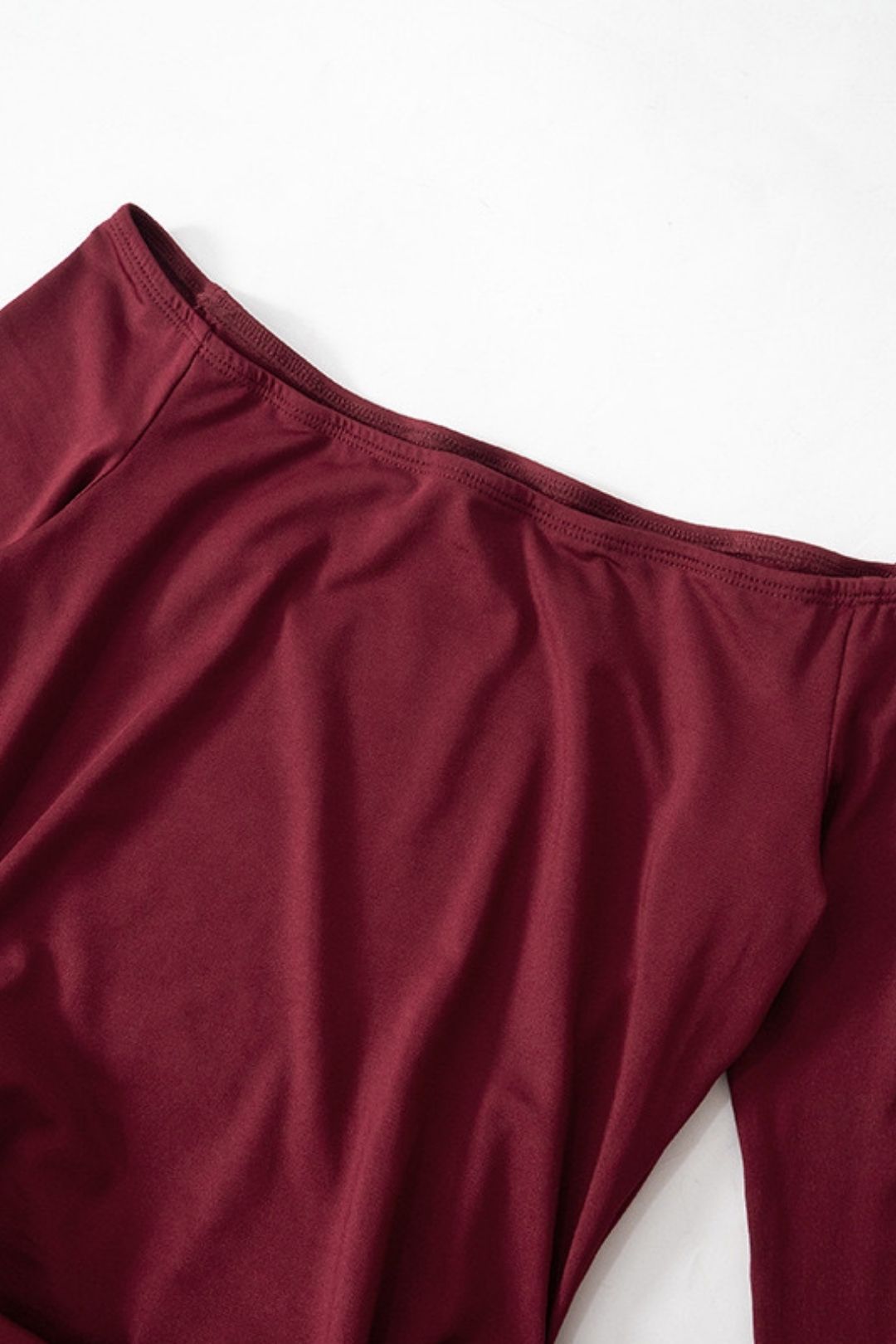 Solid Color One-shoulder Long-sleeved High-waisted Short Dress Http://detail.m.1688.com/