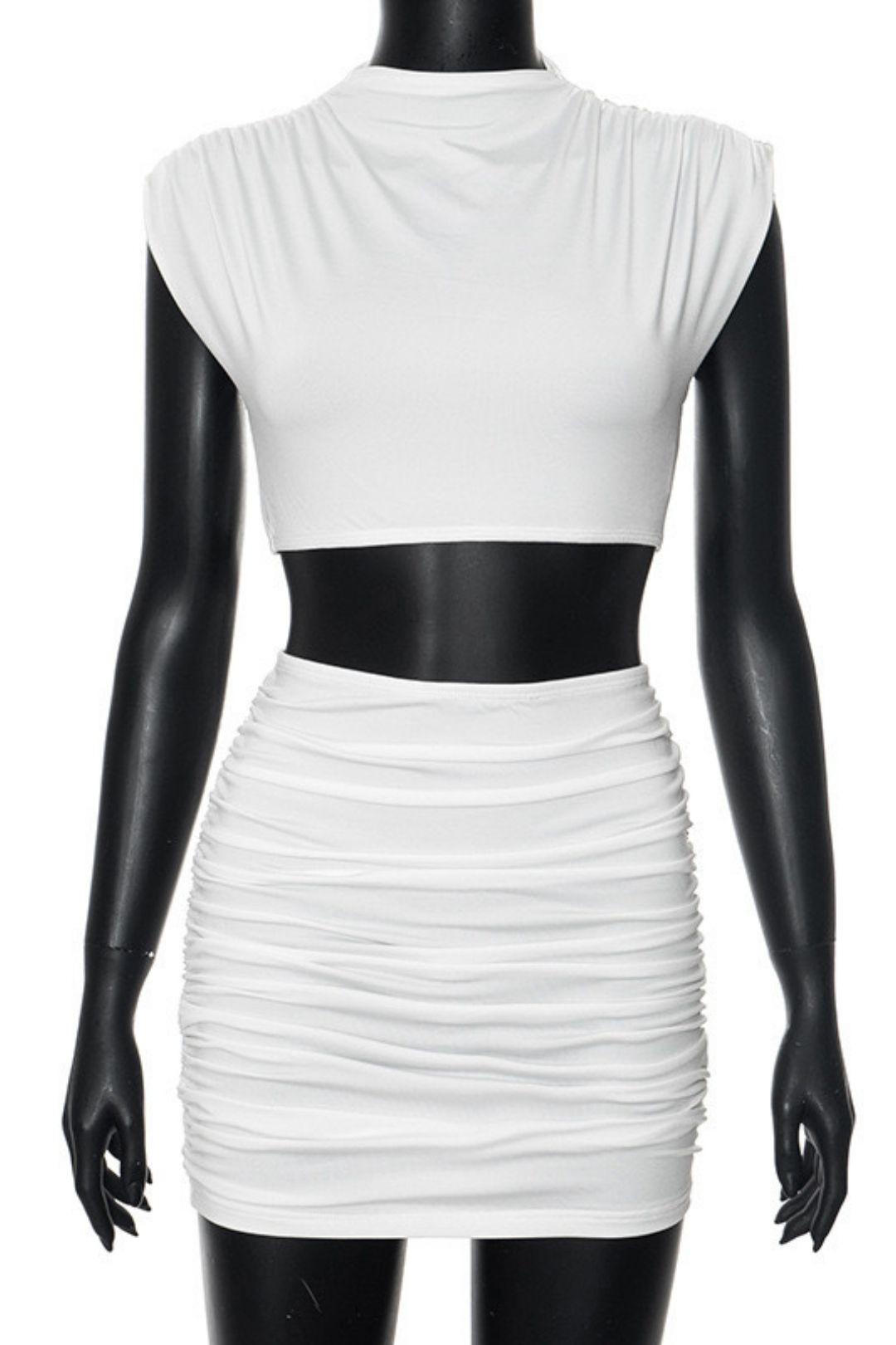 Sleeveless Pleated Vest Top Slim Skirt Suit