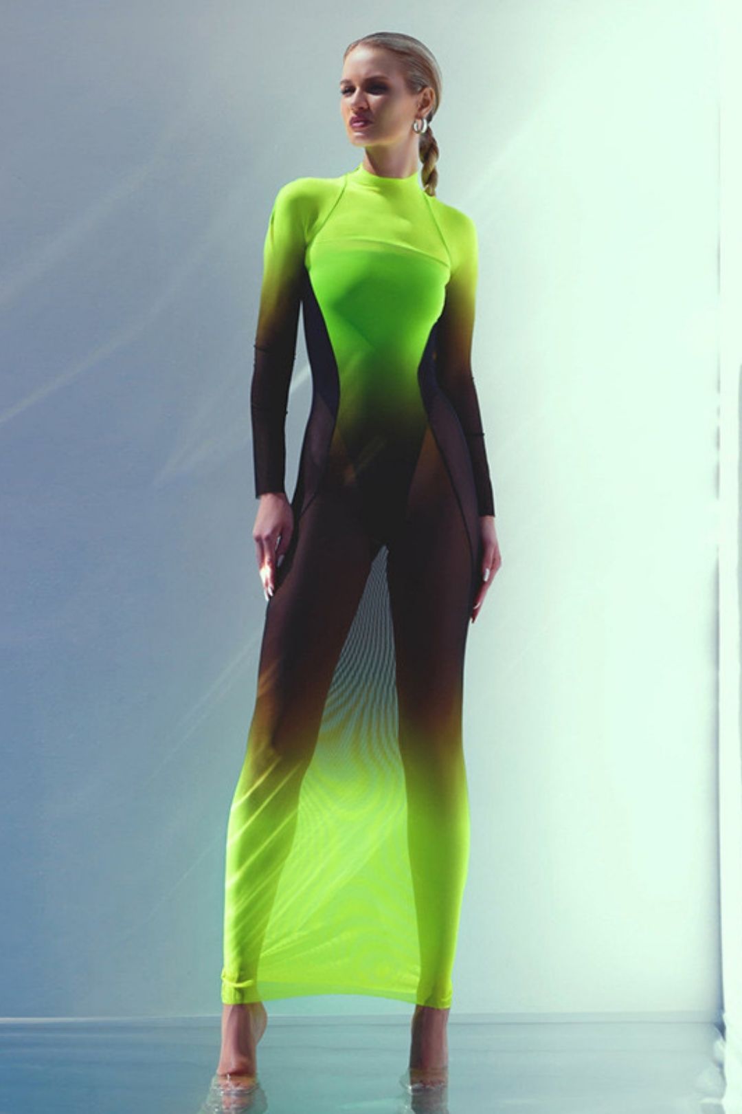 New Bikini Tights With Gradient Color Stretch Mesh Dress