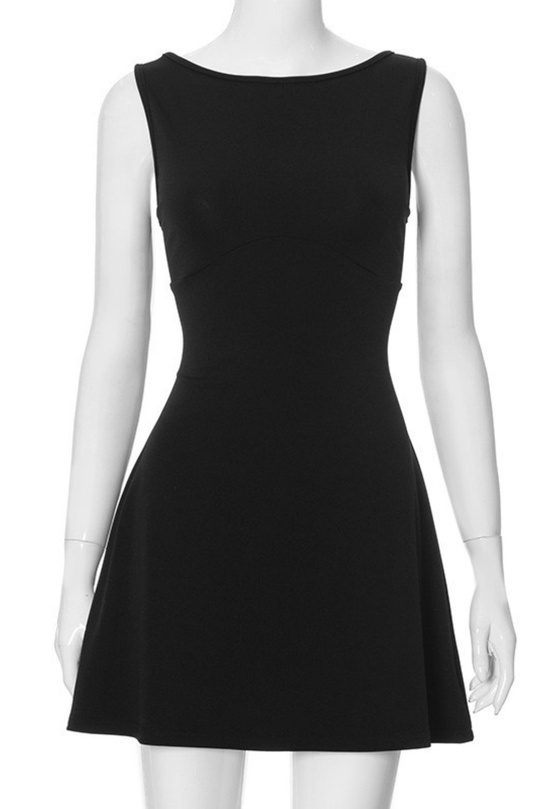 Solid Color Sleeveless Backless Slim High Waist A-line Short Dress