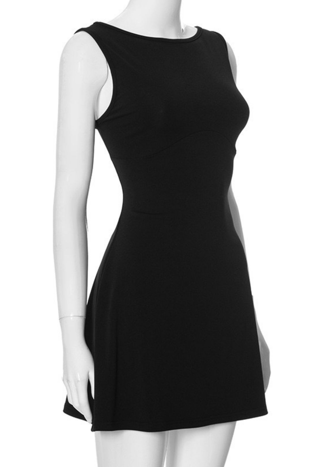 Solid Color Sleeveless Backless Slim High Waist A-line Short Dress