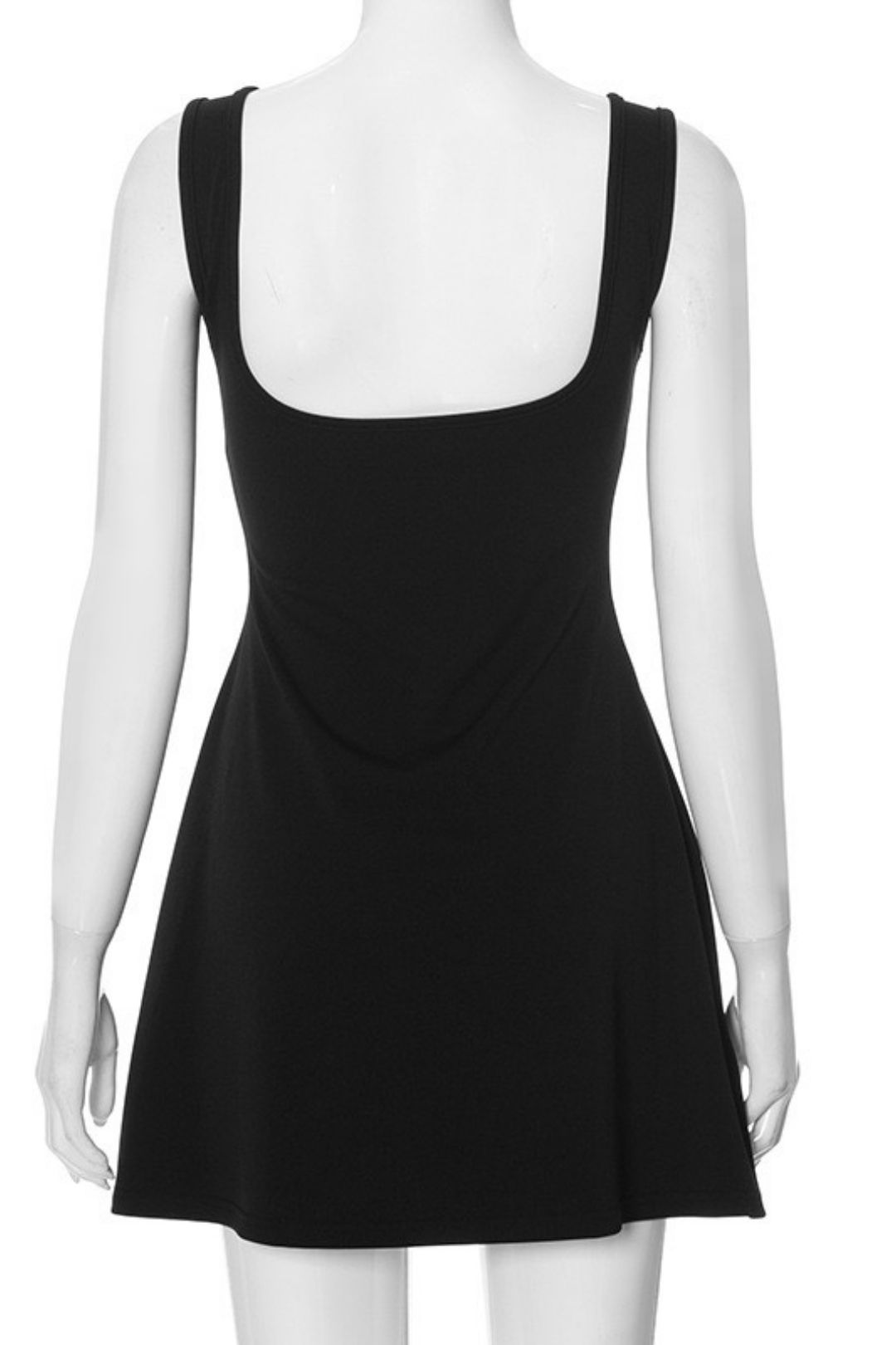 Solid Color Sleeveless Backless Slim High Waist A-line Short Dress