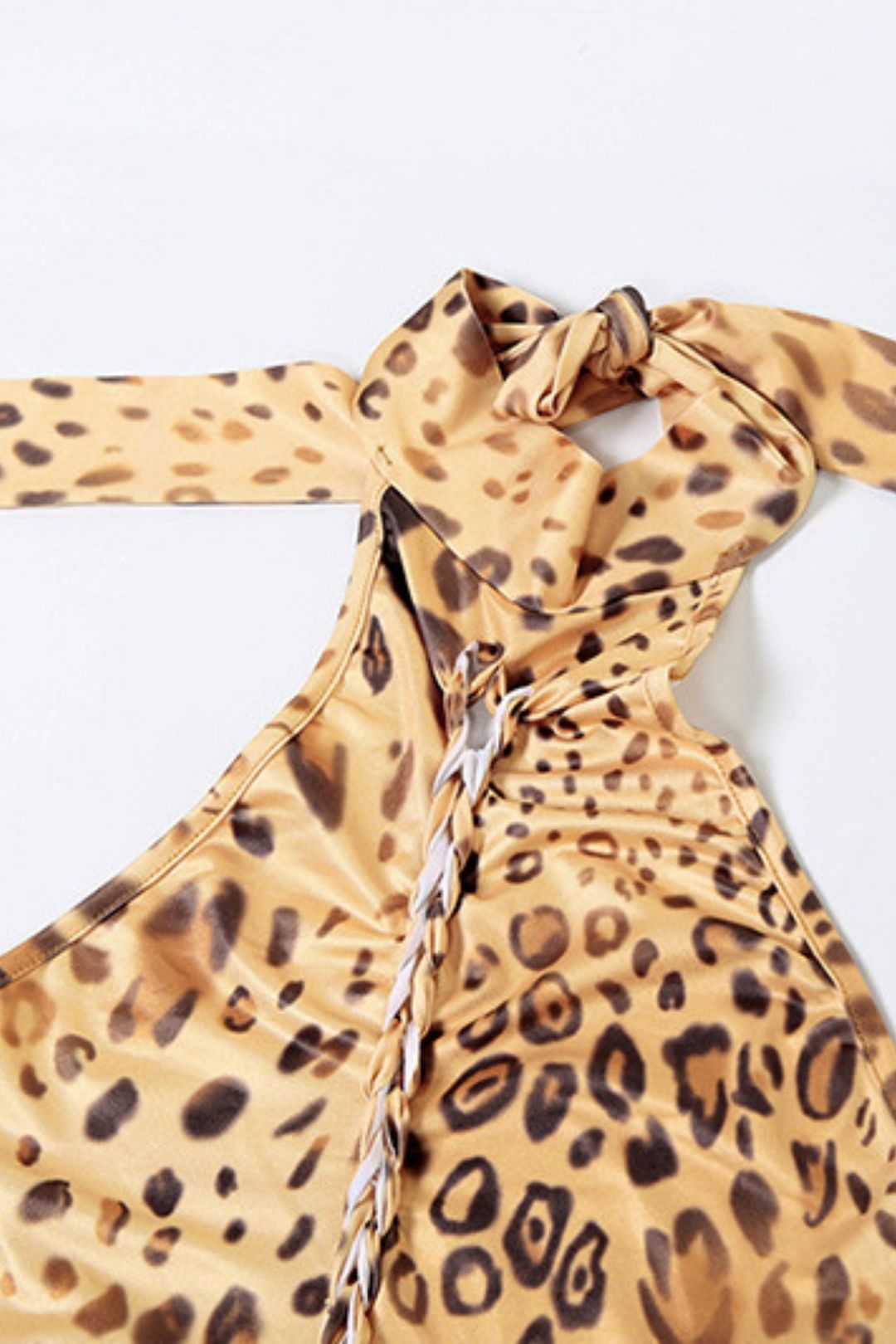 Sexy Backless Slim Fit Strappy Halterneck Irregular Leopard Print Dress