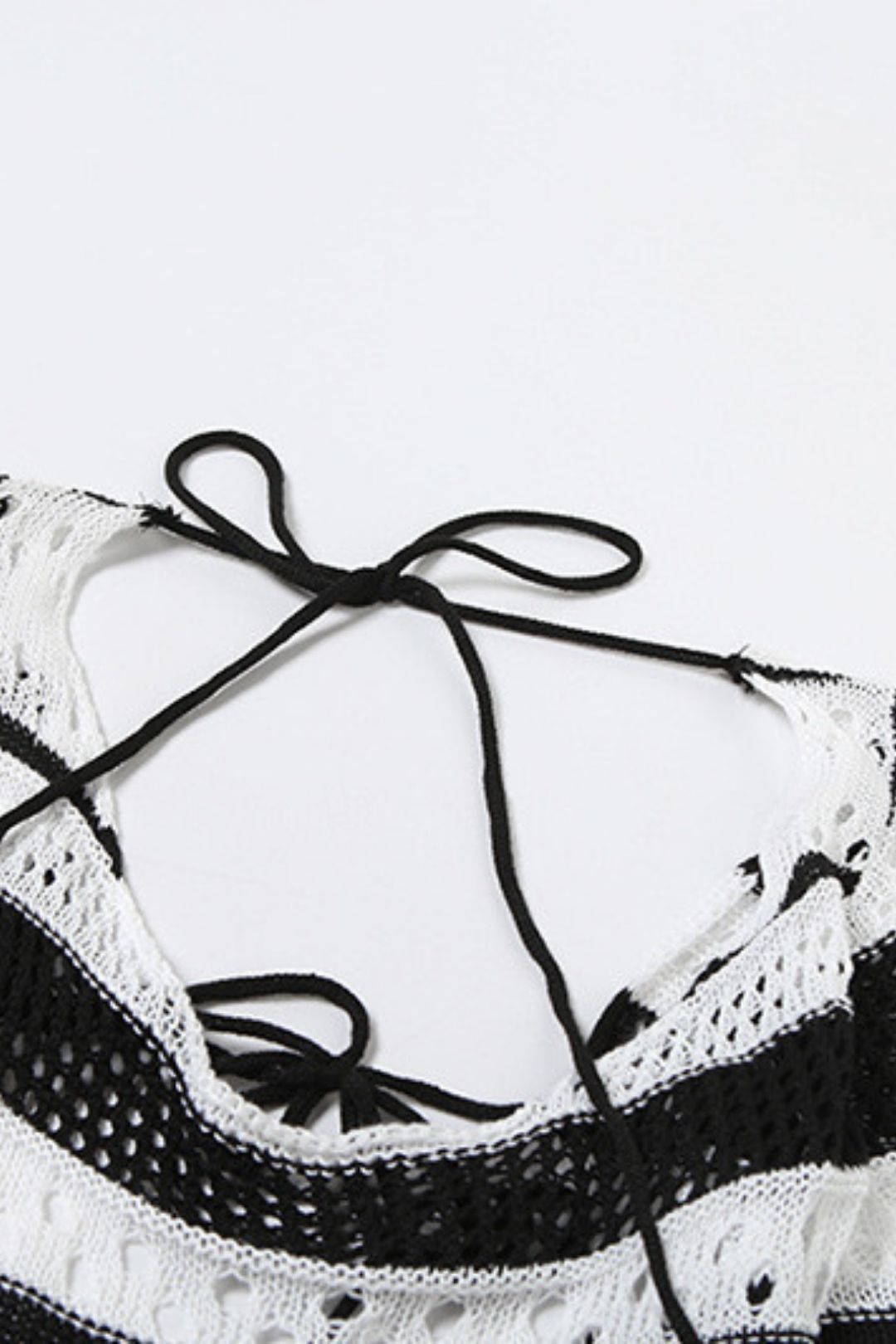 Sexy Hollow Backless Strappy Short Skirt Knitted Striped Dress