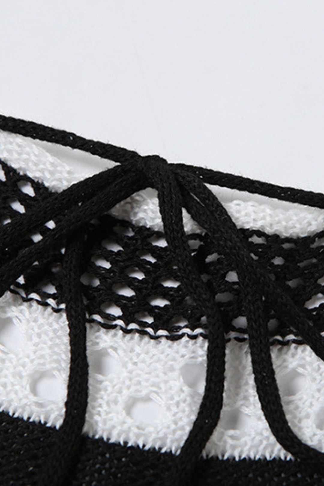 Sexy Hollow Backless Strappy Short Skirt Knitted Striped Dress