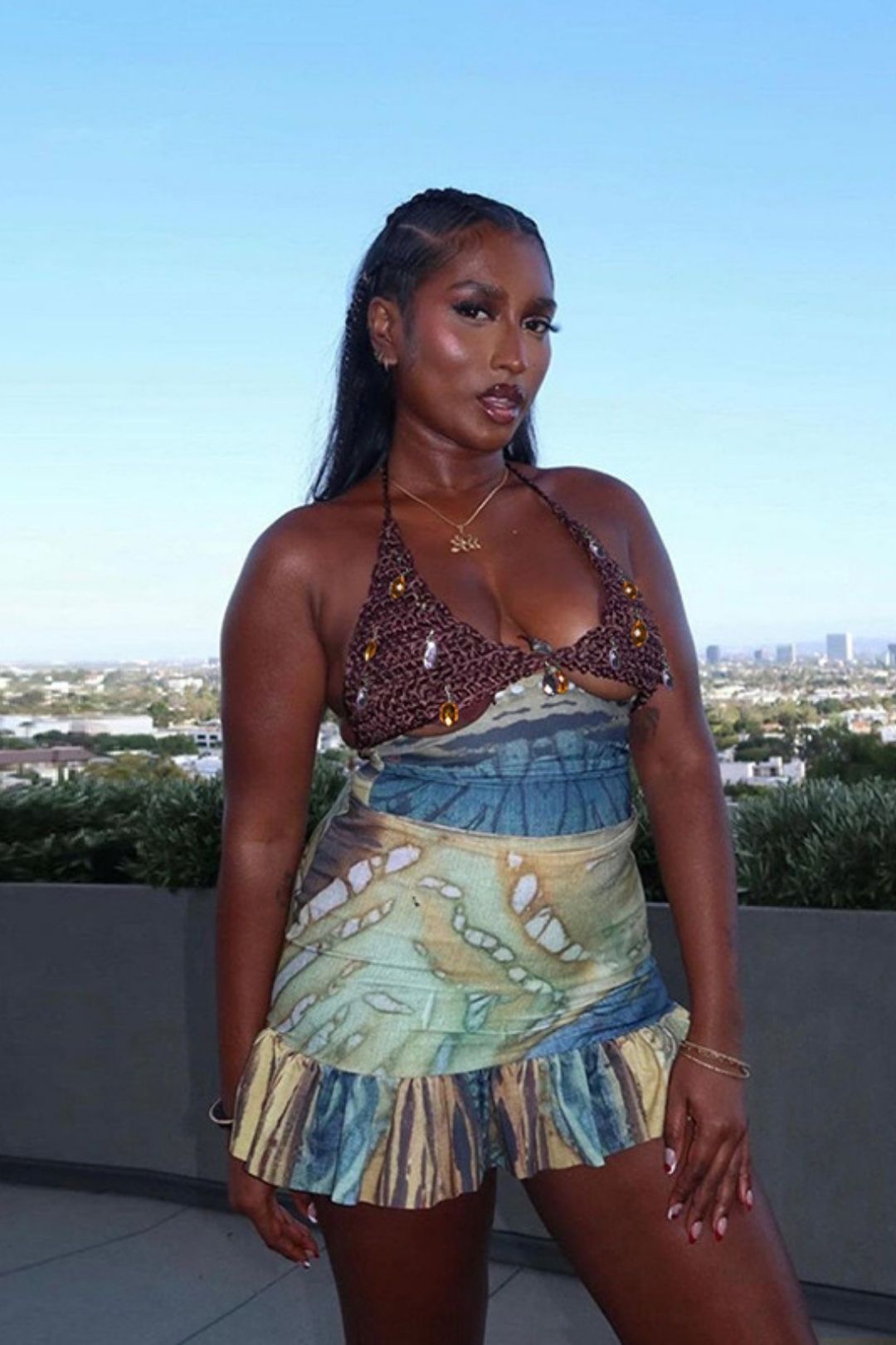 Sexy Backless Small Tube Top High Waist Printed Skirt Suit