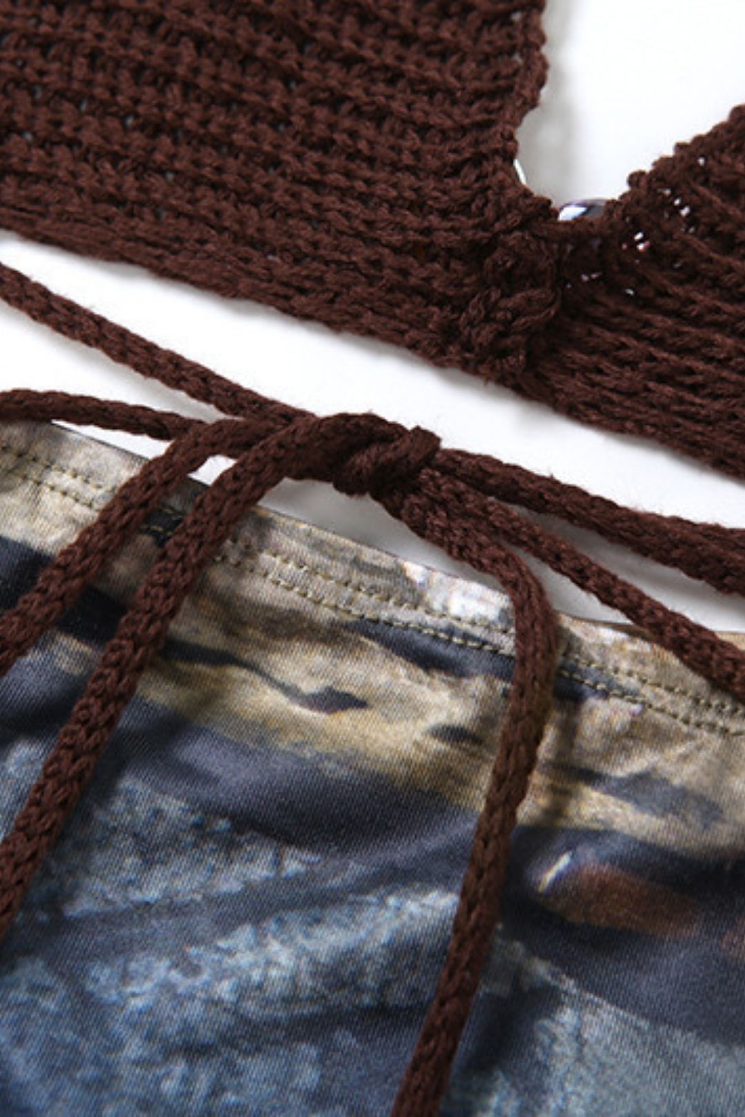 Sexy Backless Small Tube Top High Waist Printed Skirt Suit