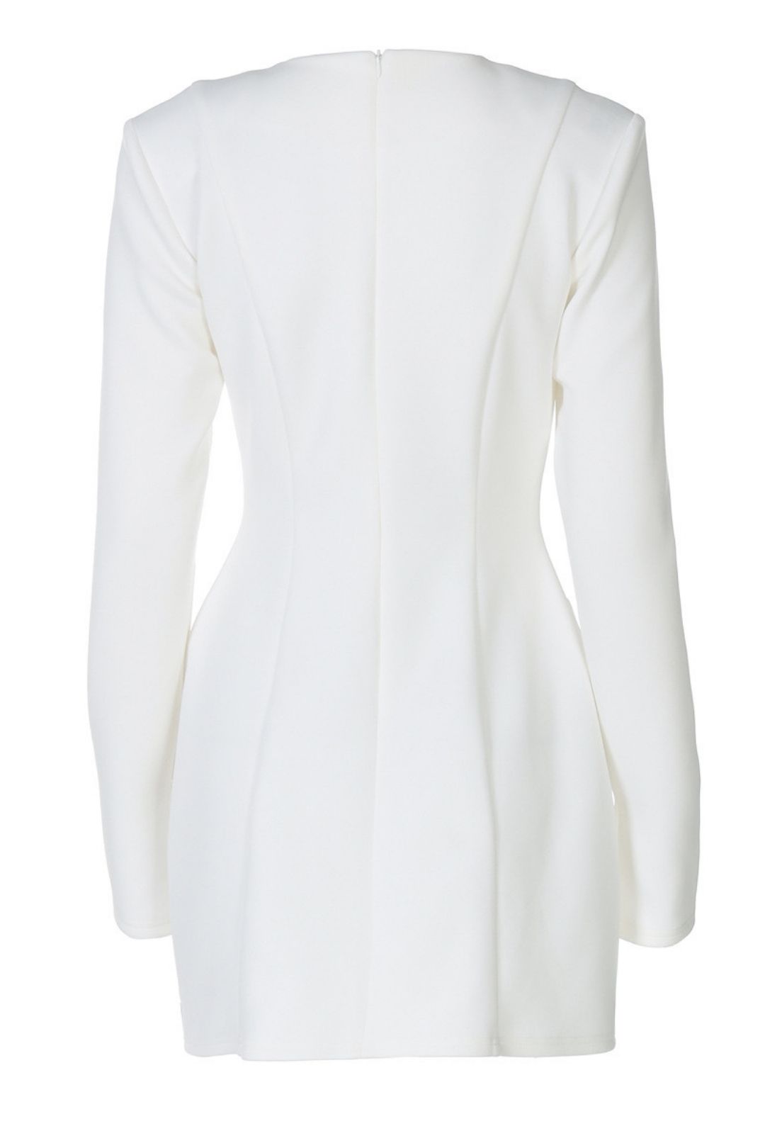 V-neck Back Zipper Solid Color Long-sleeved Dress