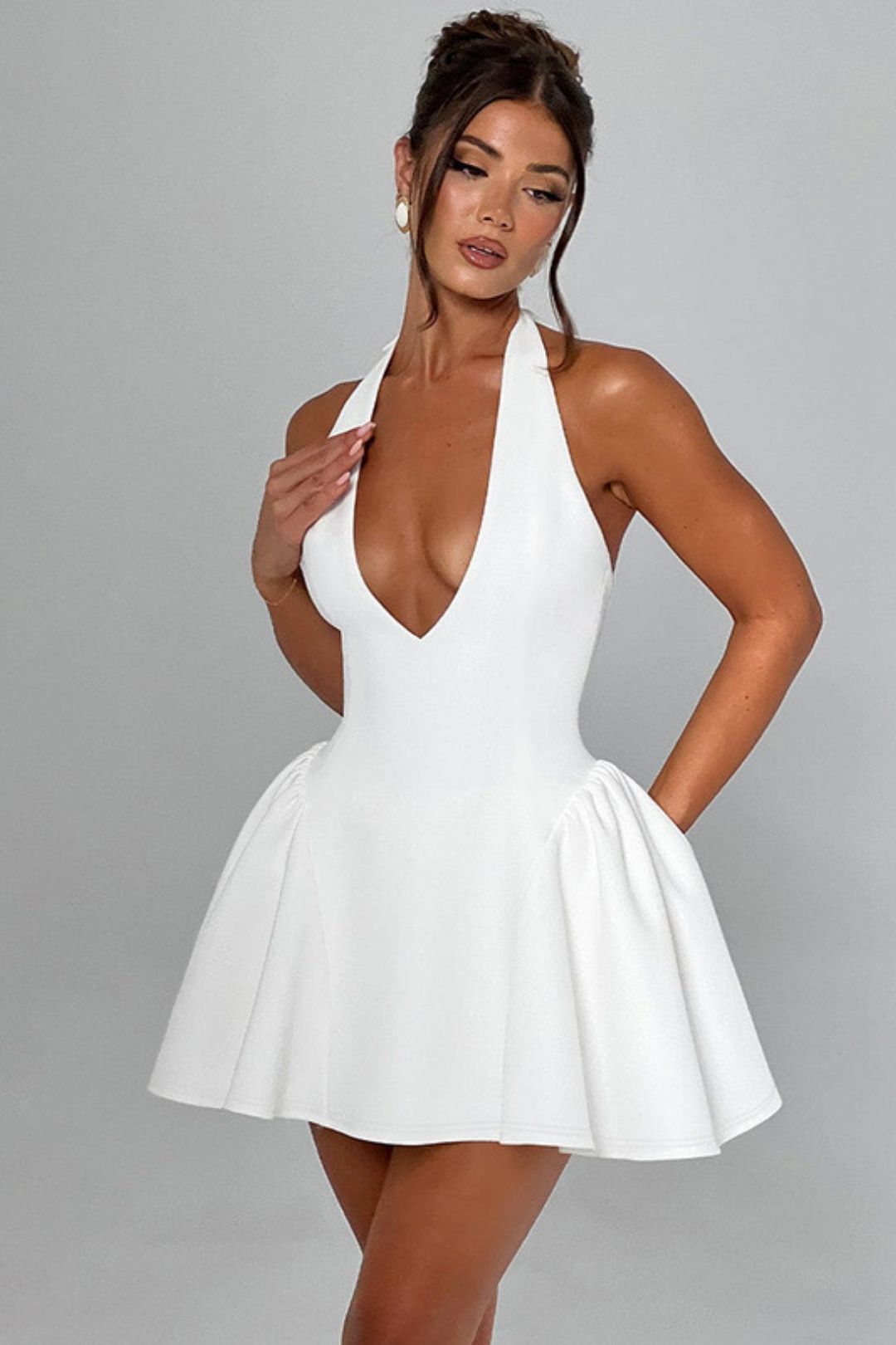 Solid Color Sleeveless Waist Slimming Dress