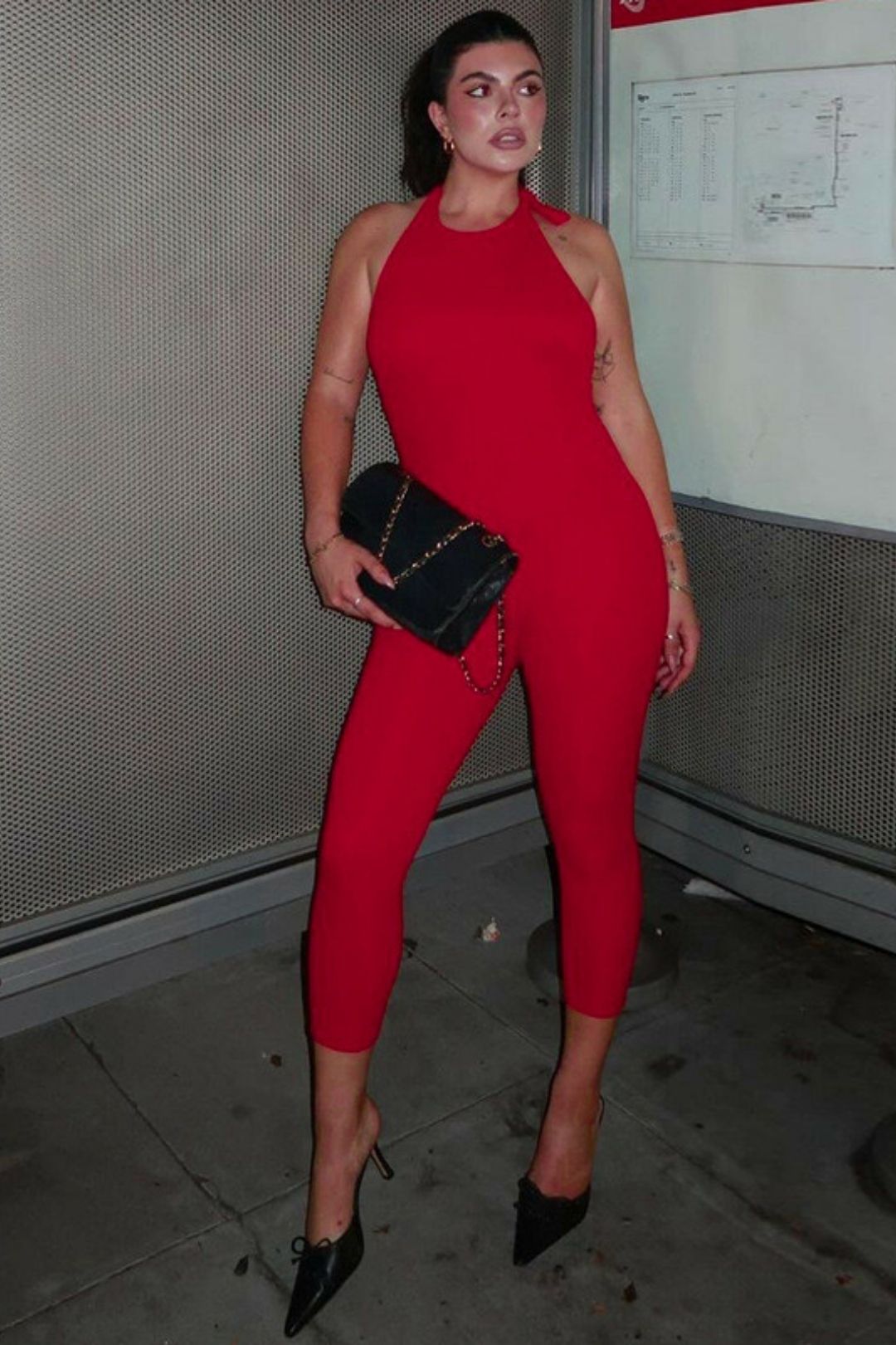 Sexy High-waisted Lace-up Slim-fit Solid Color Sleeveless Jumpsuit