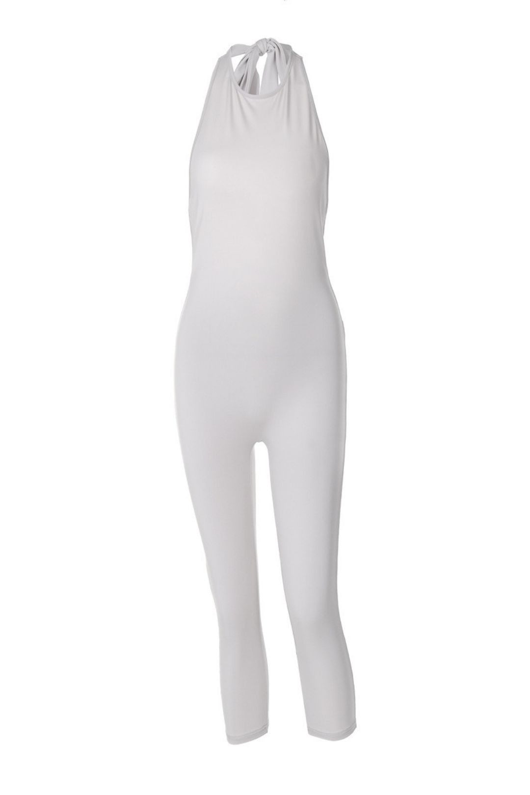 Sexy High-waisted Lace-up Slim-fit Solid Color Sleeveless Jumpsuit