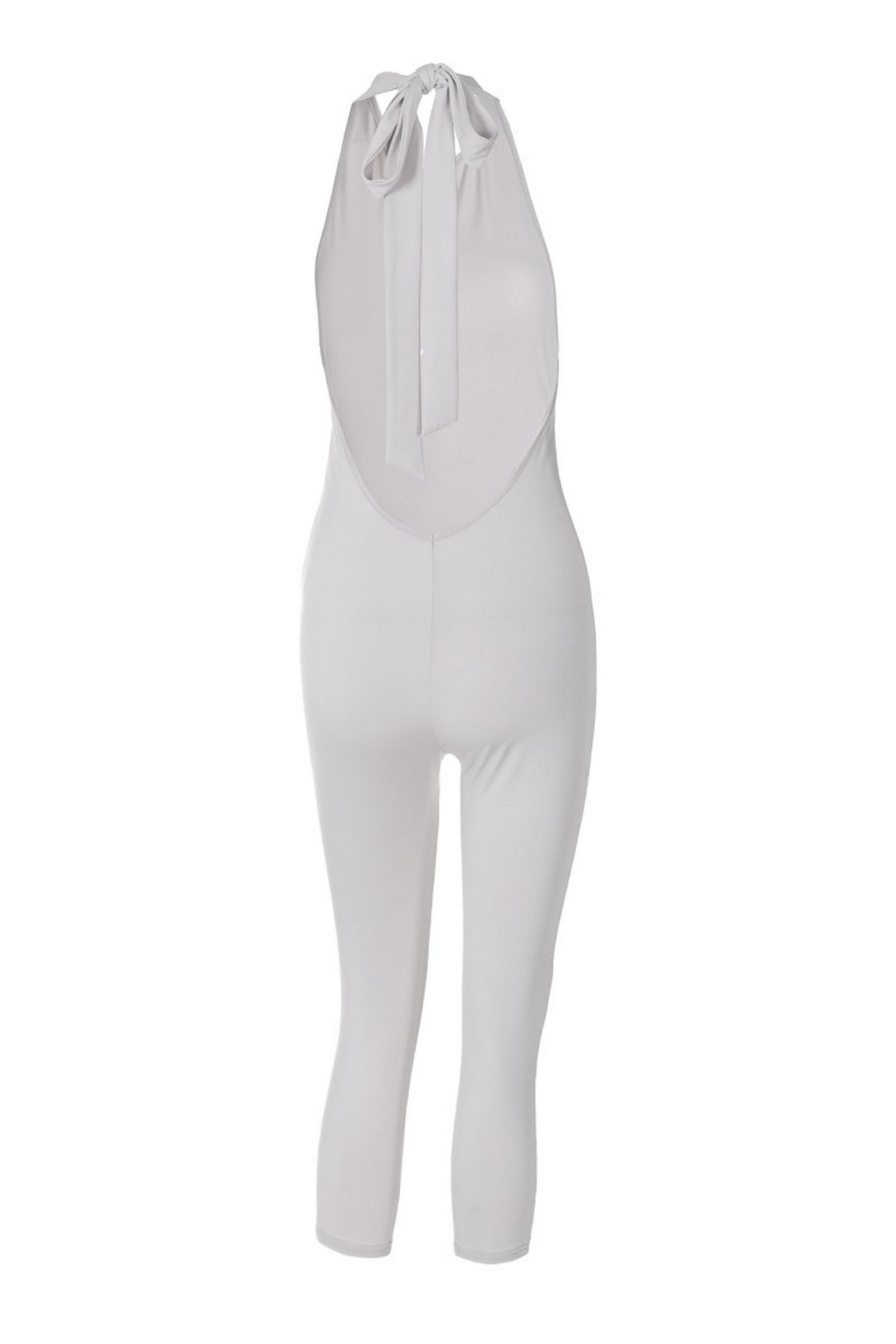 Sexy High-waisted Lace-up Slim-fit Solid Color Sleeveless Jumpsuit