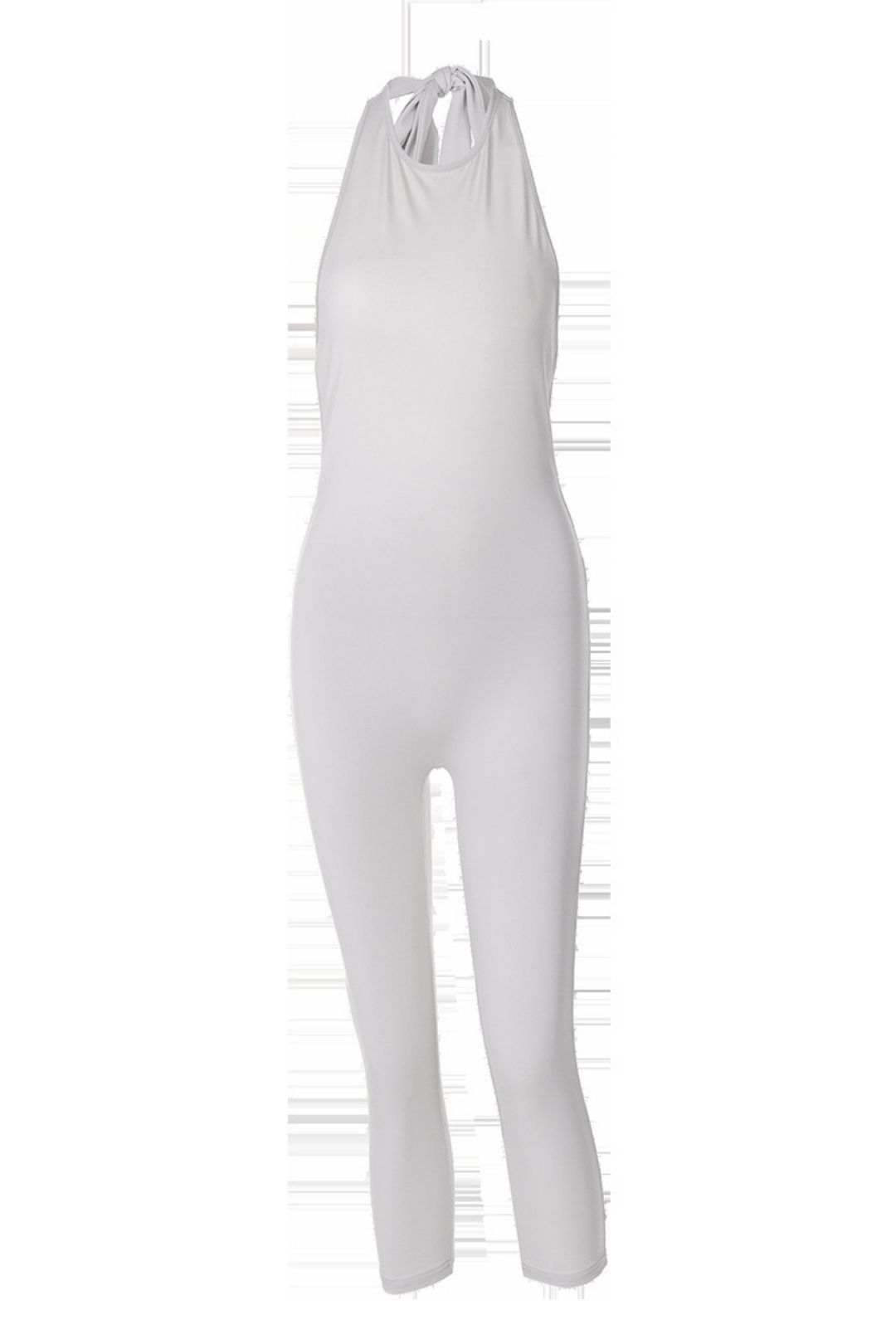 Sexy High-waisted Lace-up Slim-fit Solid Color Sleeveless Jumpsuit