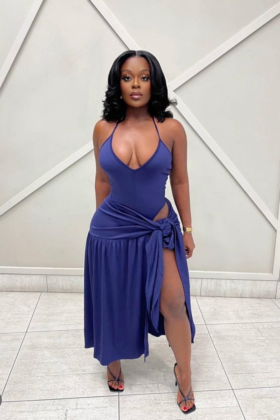 Sexy Backless Jumpsuit Slim Lace-up Skirt Suit