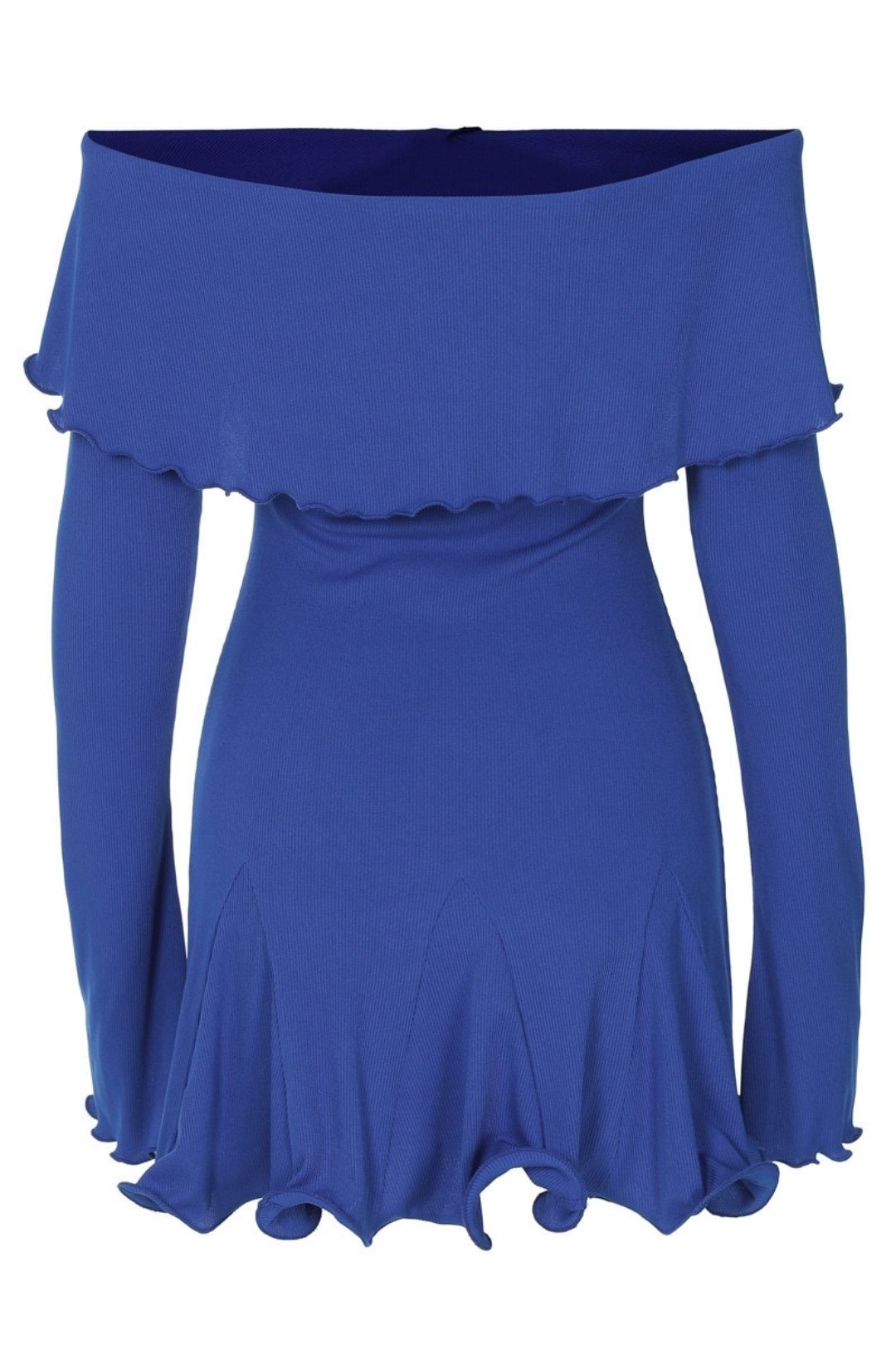 Slim Ruffled Hip-covering Off-shoulder Long-sleeved Dress