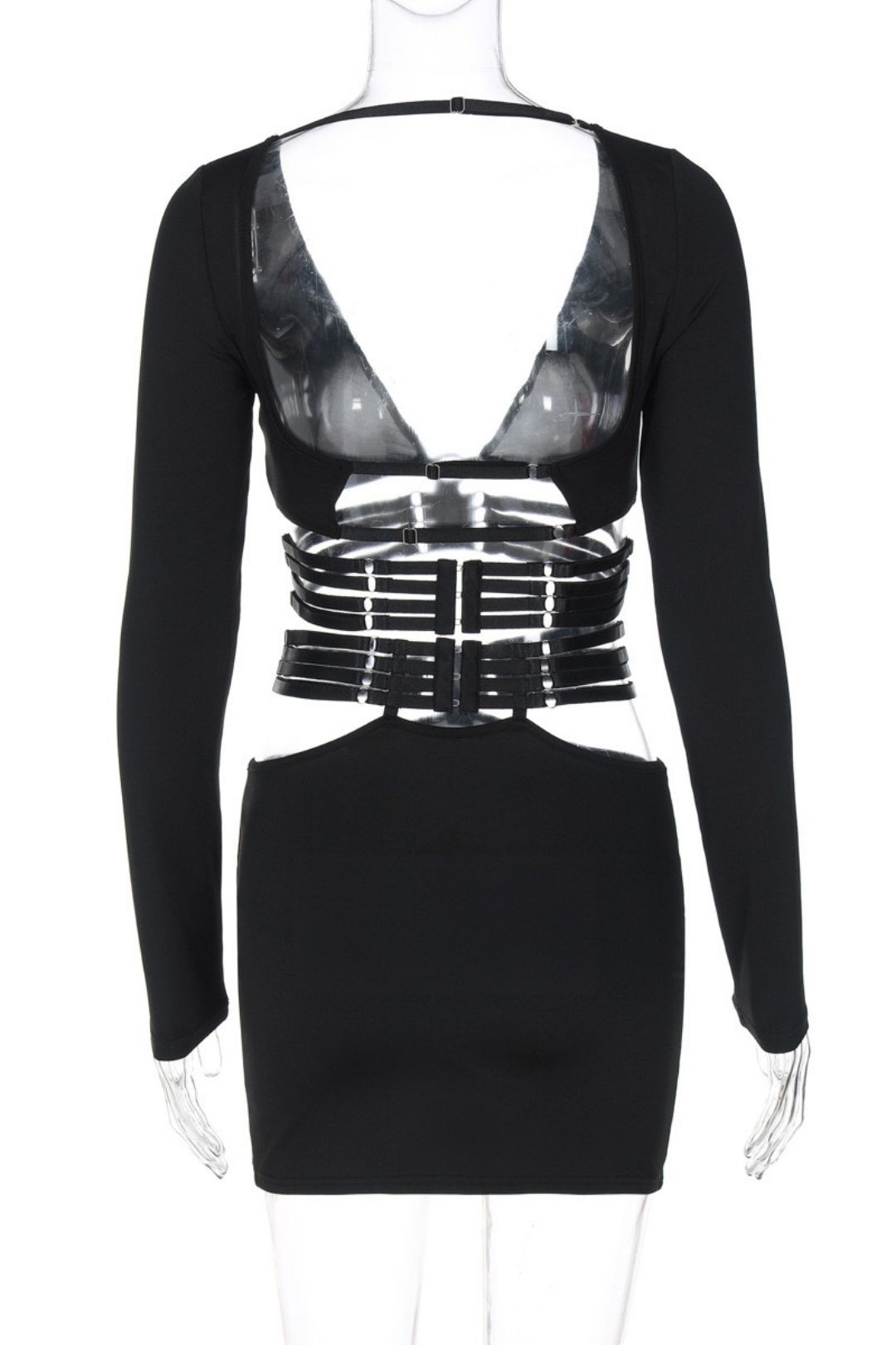 Sexy V-neck Long Sleeve Top Slim-fitting Strappy Skirt Suit