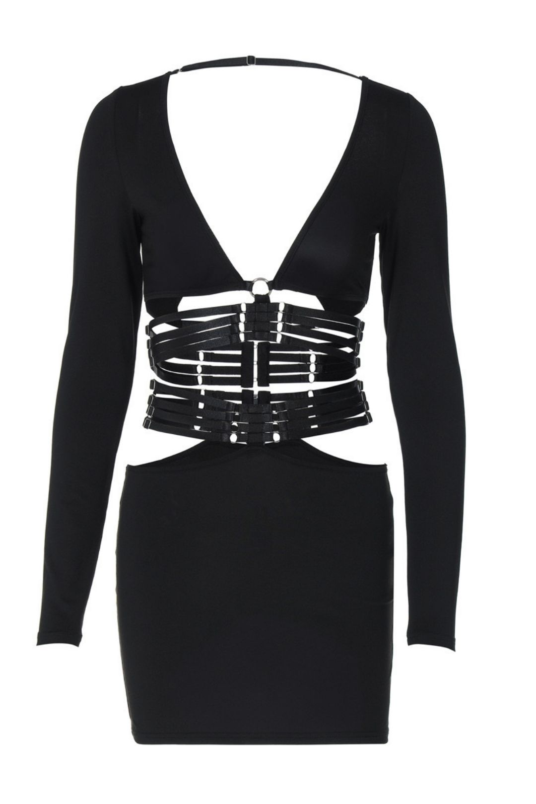 Sexy V-neck Long Sleeve Top Slim-fitting Strappy Skirt Suit