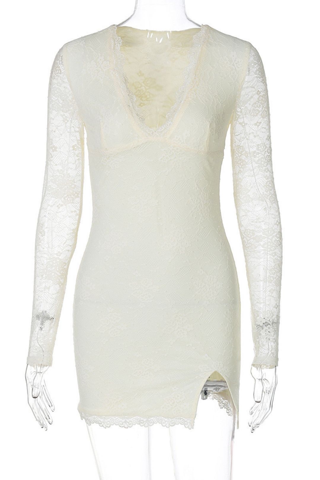 Sexy Mesh Splicing Long Sleeve Hip Dress