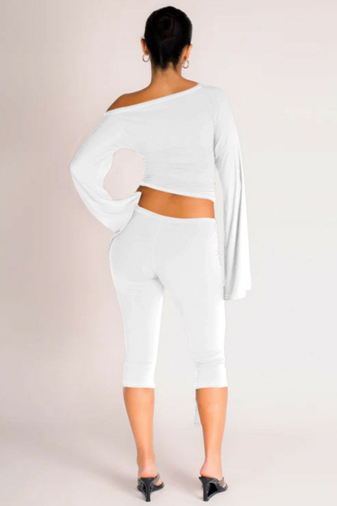 Long-sleeved Tops Slim-fitting Lace-up Three-quarter Pants Suit