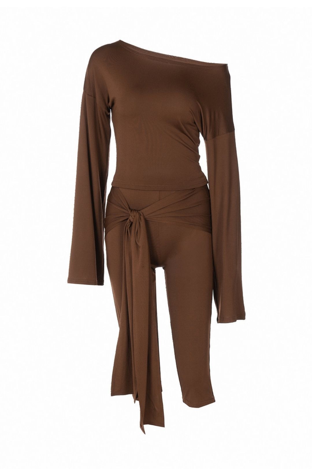 Long-sleeved Tops Slim-fitting Lace-up Three-quarter Pants Suit