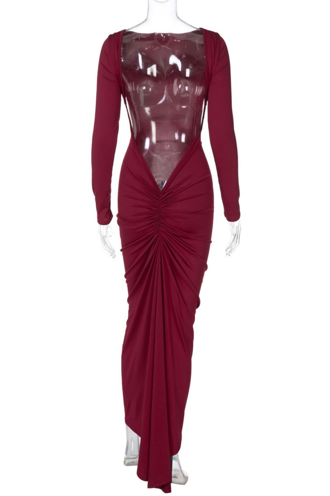 Winter New Fashion And Sexy Backless Pleated Slim Long-sleeved Dress