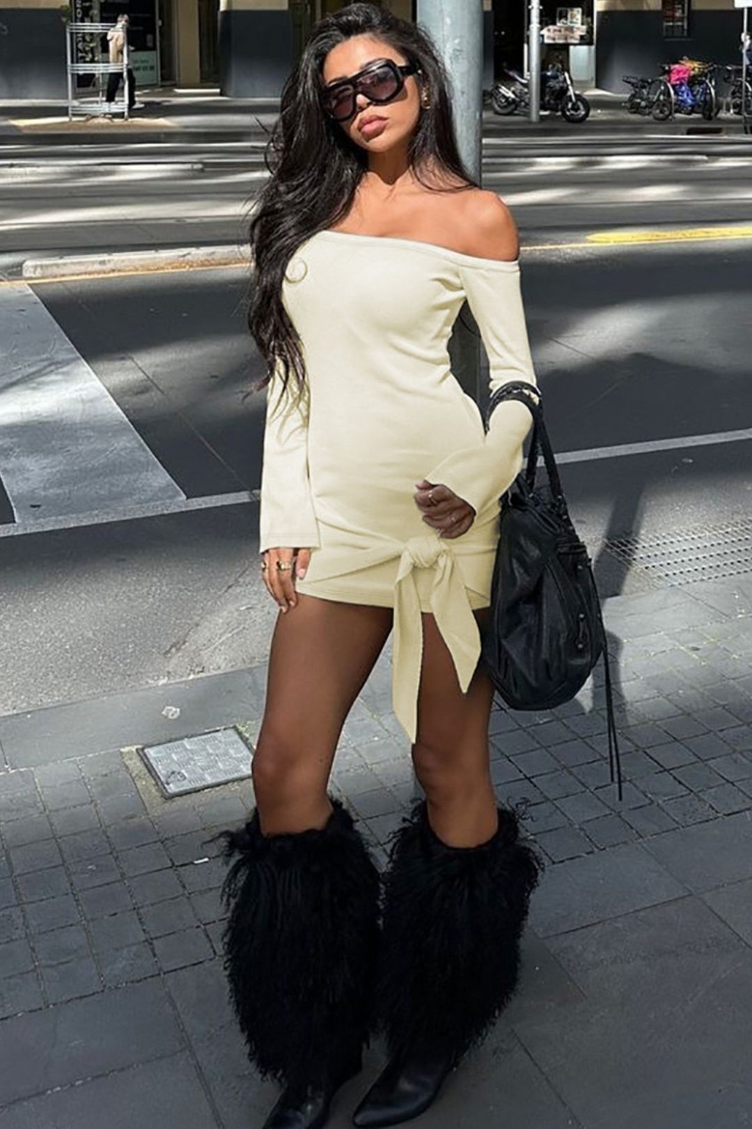 Sexy Slim-fitting Hip-covering Long-sleeved Dress