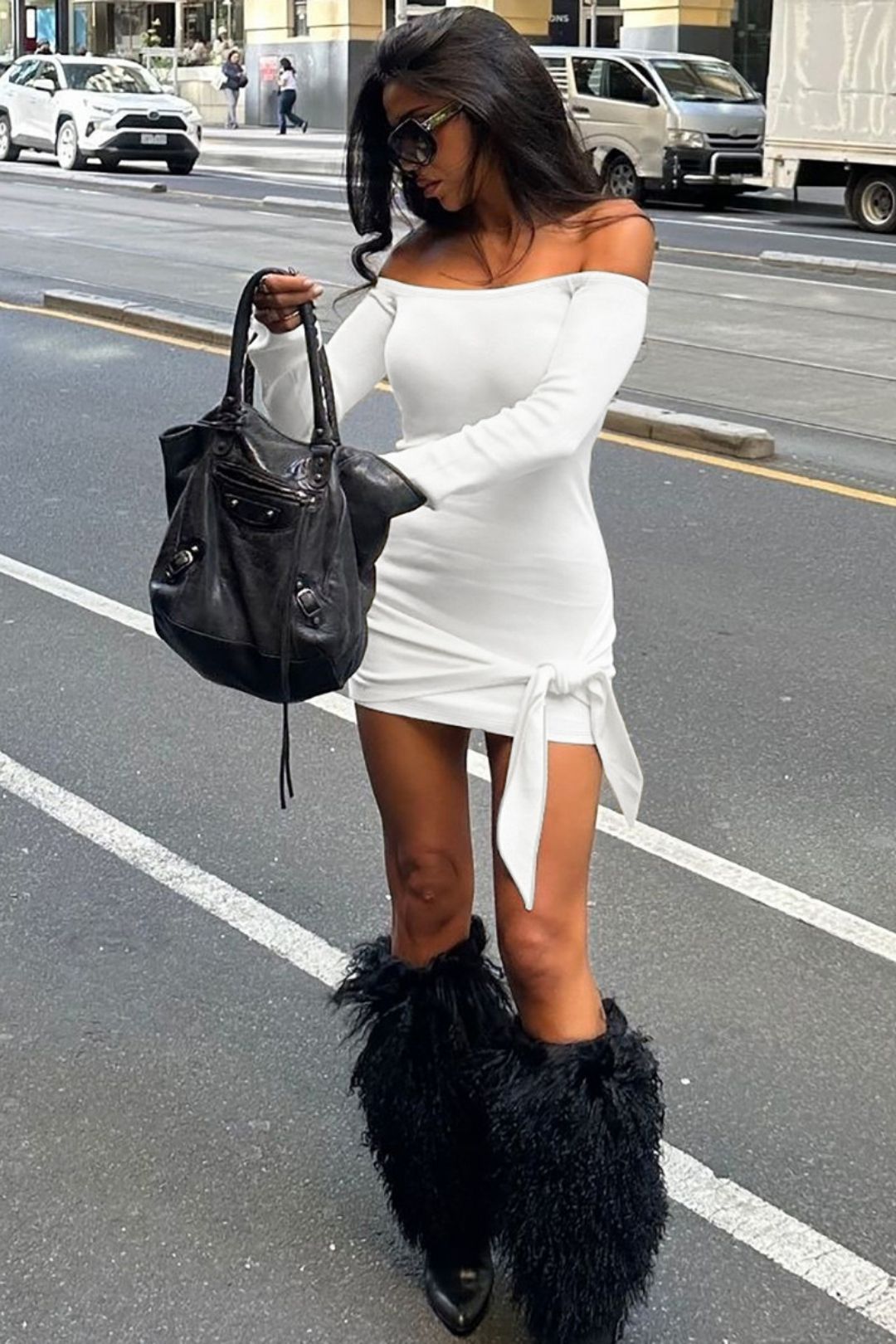 Sexy Slim-fitting Hip-covering Long-sleeved Dress