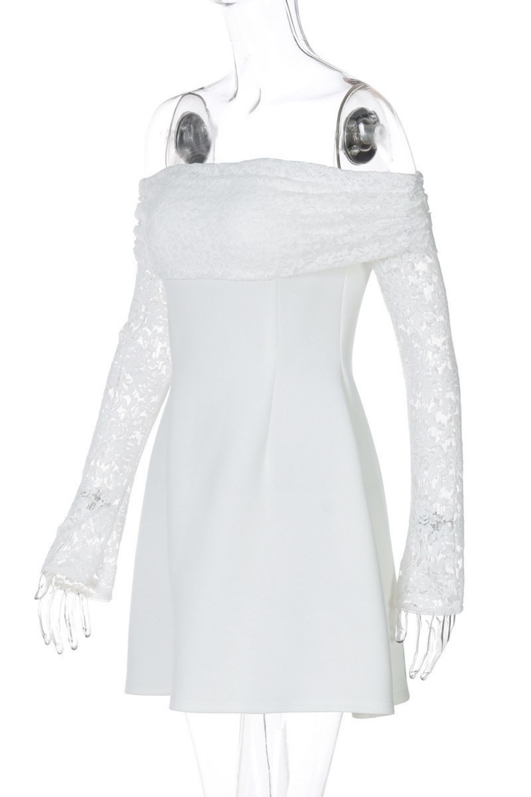 Sexy Slim One-shoulder Lace Stitching Long-sleeved Dress