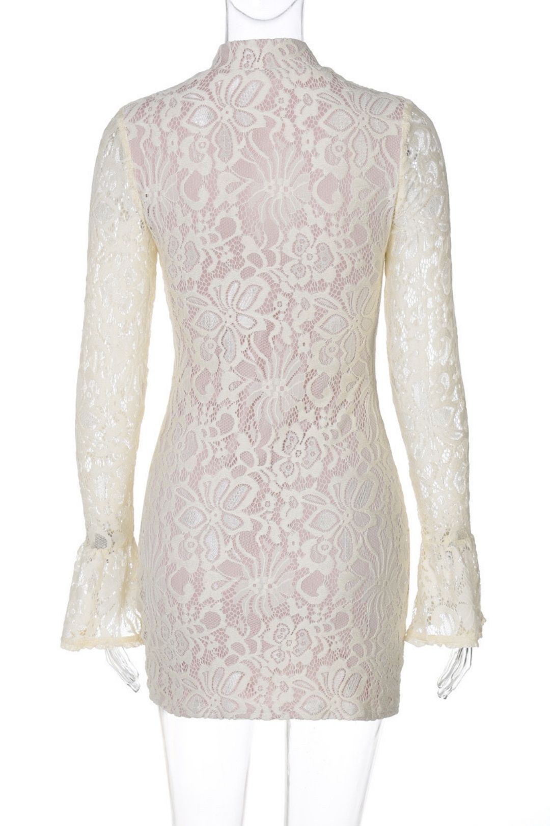 Sexy Lace Hollow Hip-covering Bell Sleeve Dress