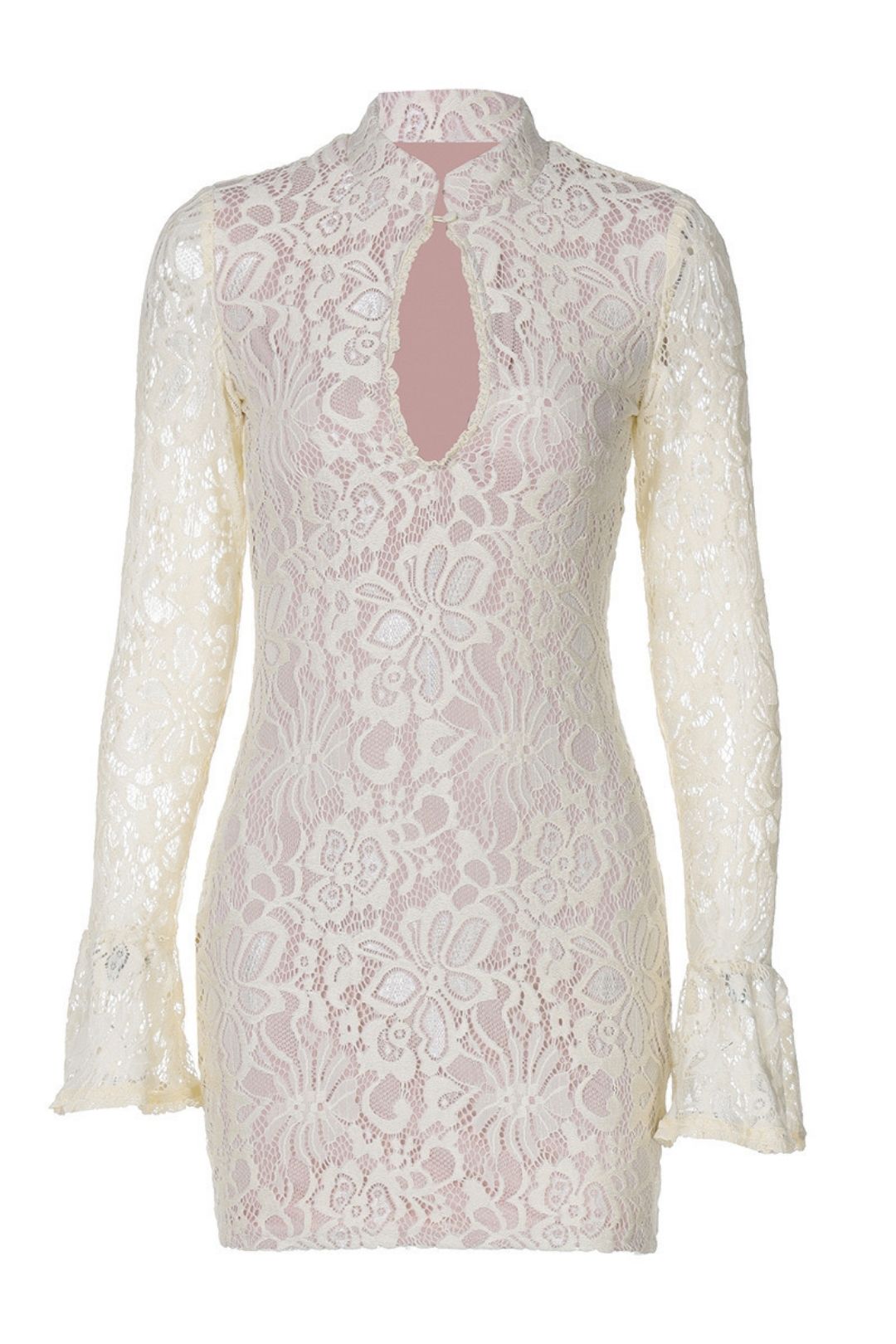 Sexy Lace Hollow Hip-covering Bell Sleeve Dress