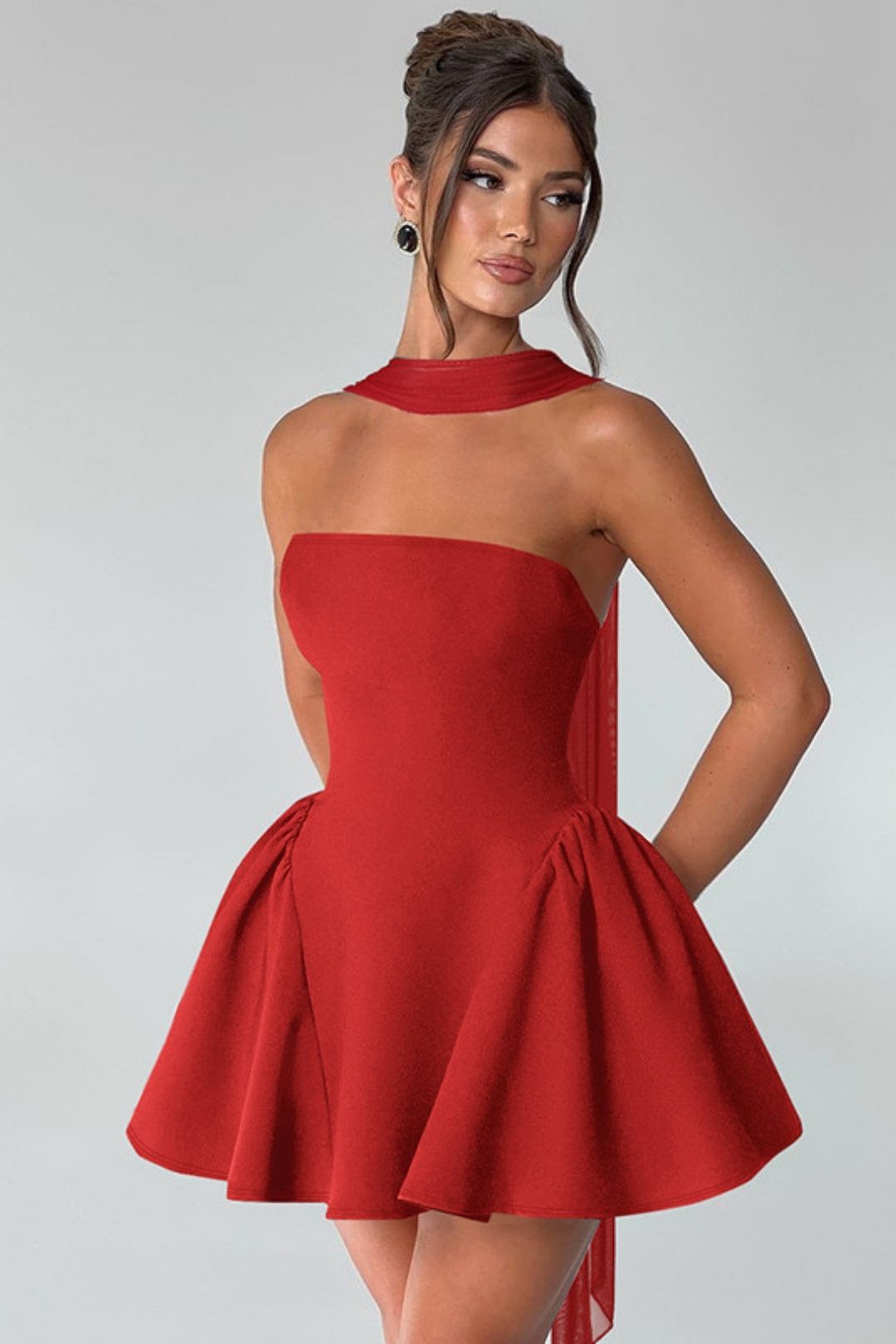 Sexy Back Zipper Tube Top Short Dress