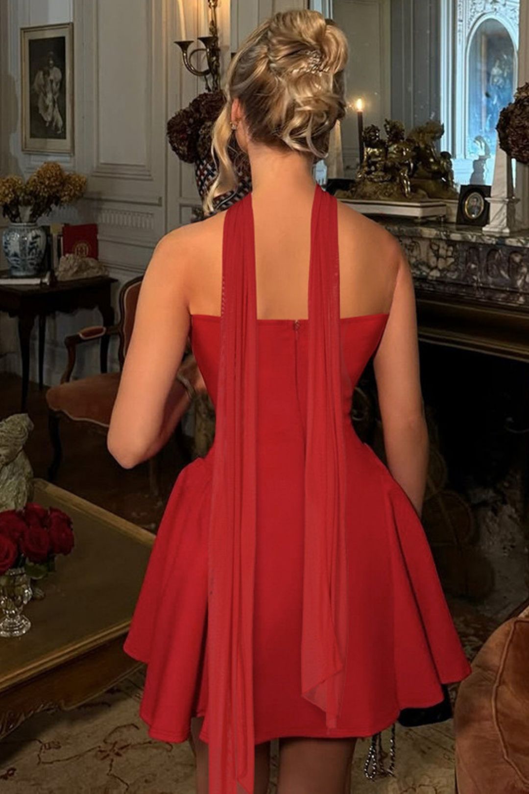 Sexy Back Zipper Tube Top Short Dress