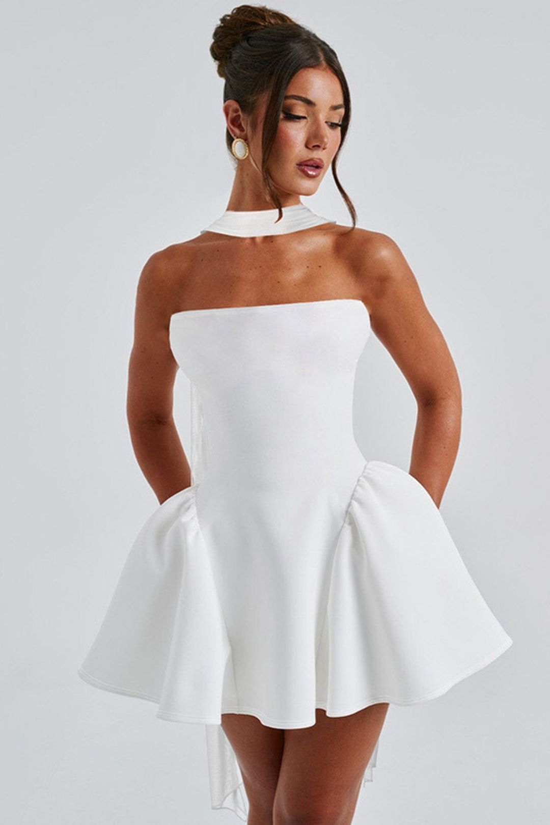 Sexy Back Zipper Tube Top Short Dress