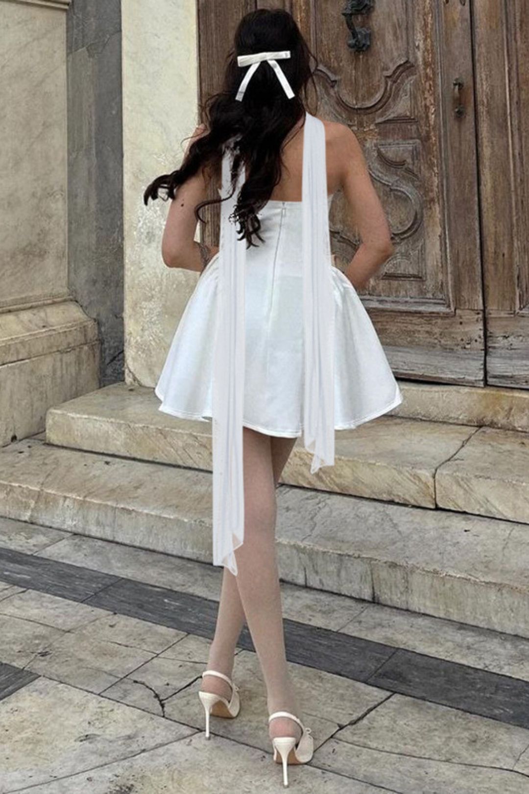 Sexy Back Zipper Tube Top Short Dress