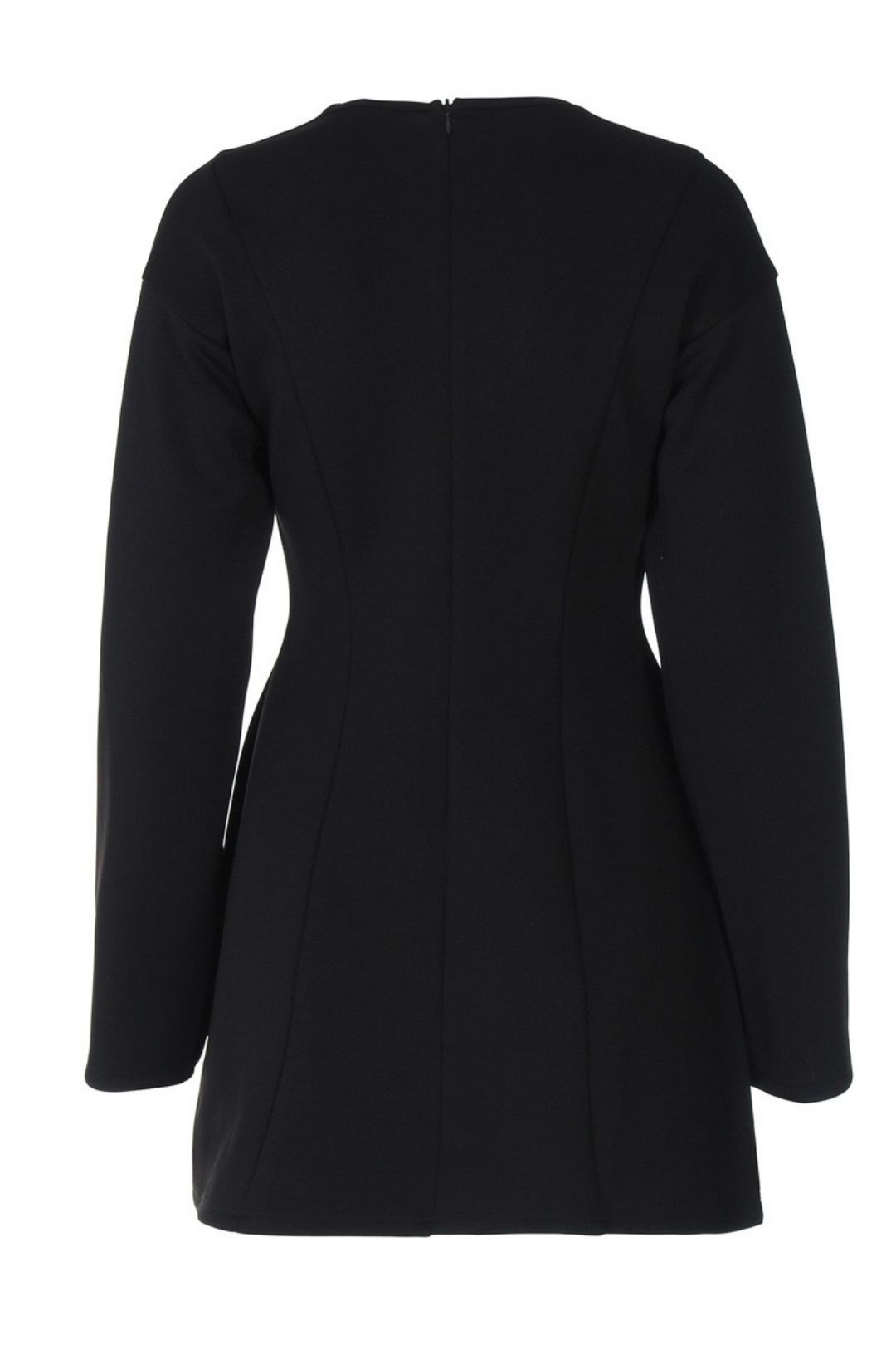 Round Neck Waist Zipper Long Sleeve Dress