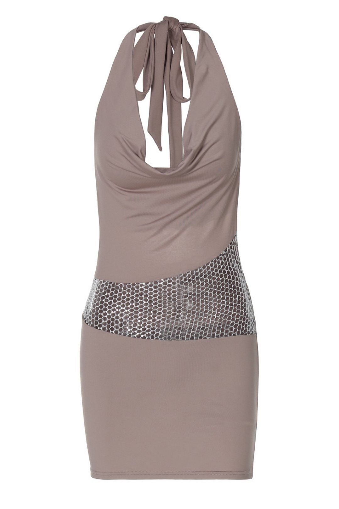 Sexy Hot Girl Backless Hollow Splicing Halterneck Dress